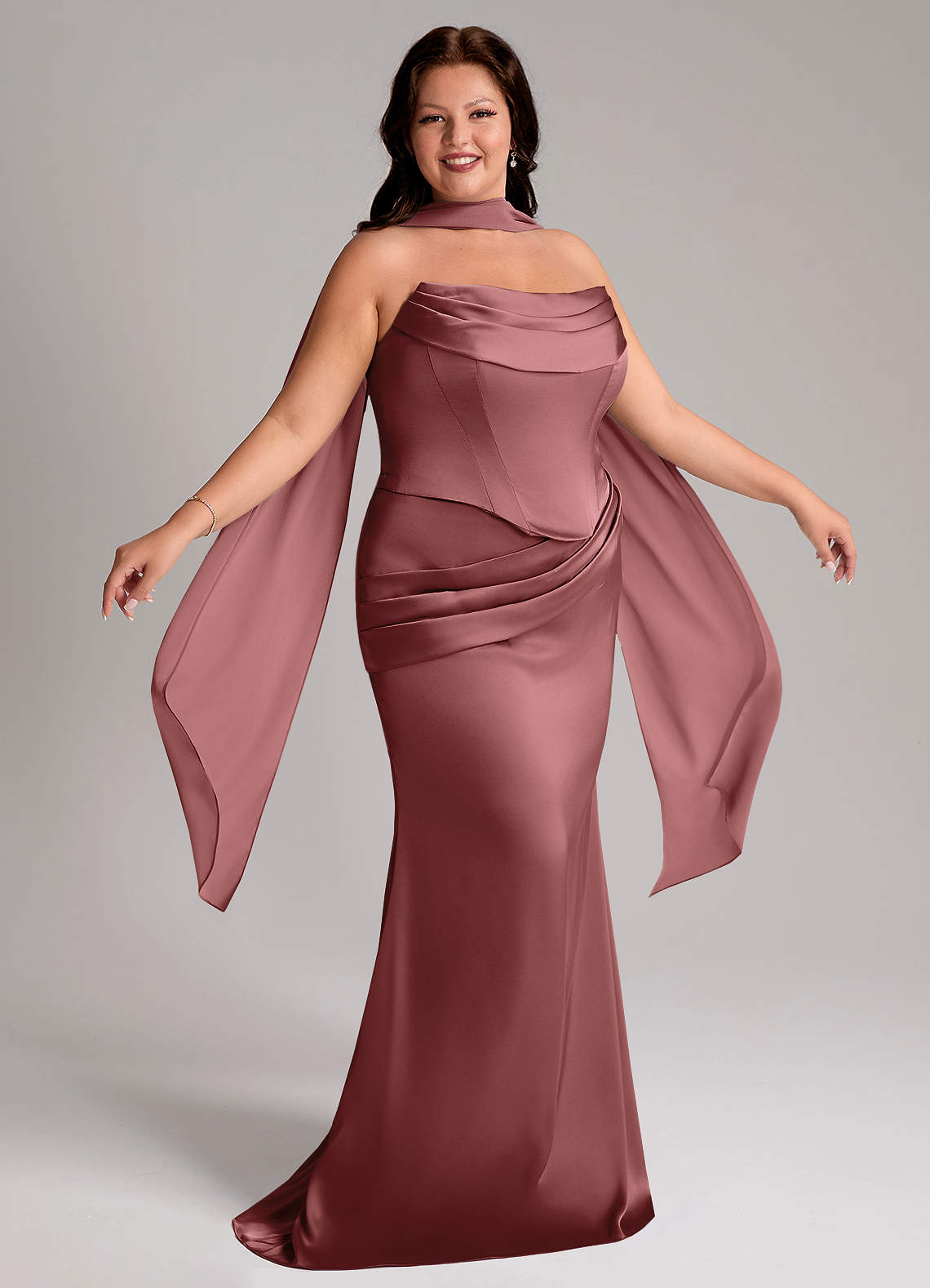 Azazie Sorrel Bridesmaid Dresses Amethyst Mermaid Strapless Stretch Satin Convertible Dress image8