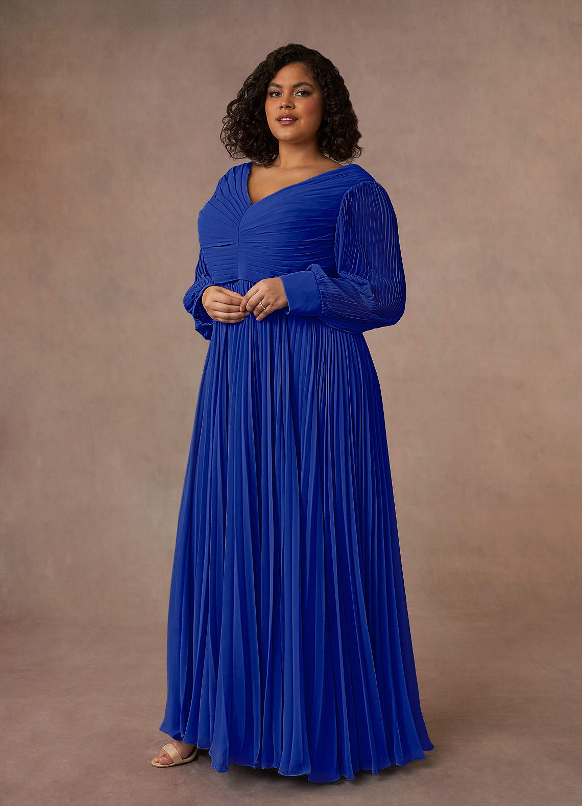 Azazie Zina Mother of the Bride Dresses Royal Blue A-Line Pleated Chiffon Dress image8