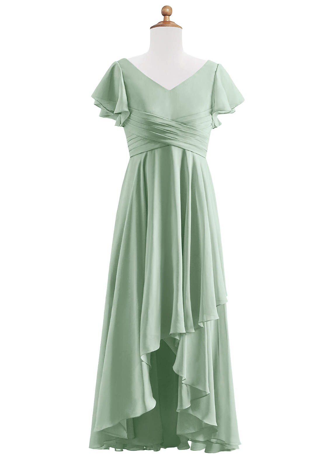 Soft Green Asymmetrical Ruffled Dress Soft Green Asymmetrical Ruffled Dress