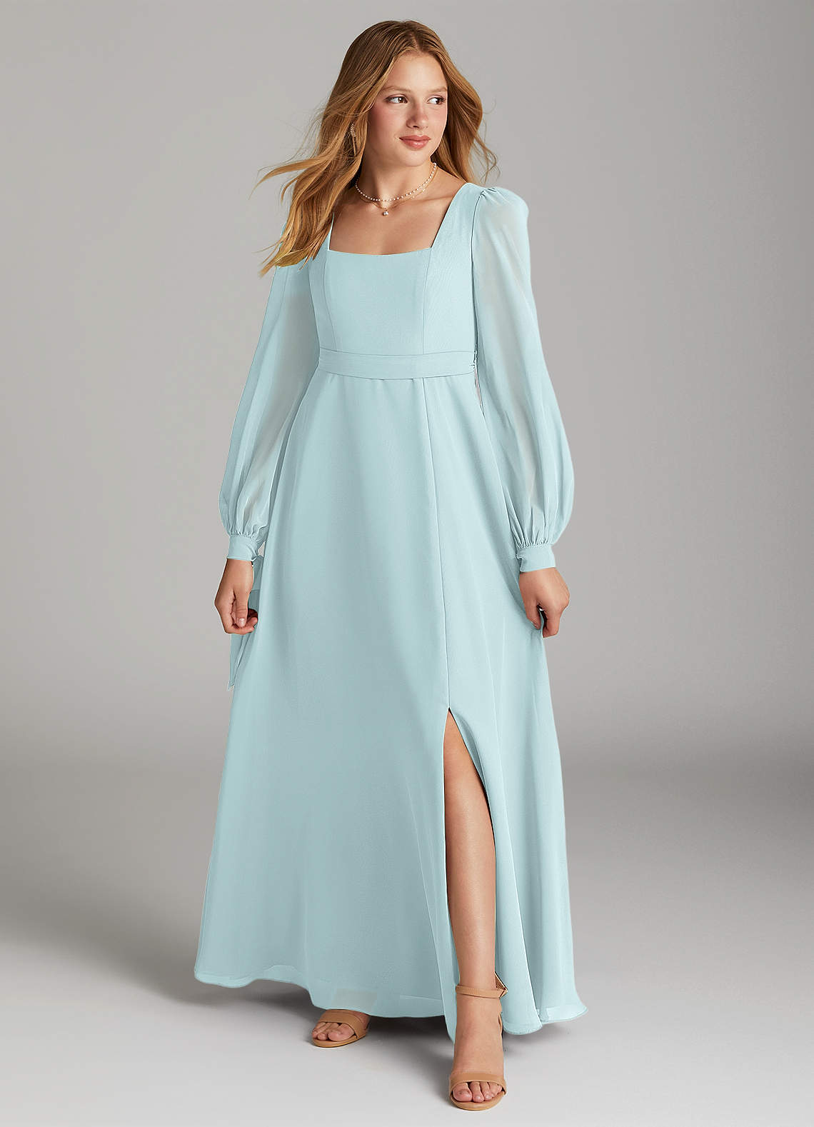 Azazie Leonia Junior Mist A-Line with Pockets Chiffon Dress image1