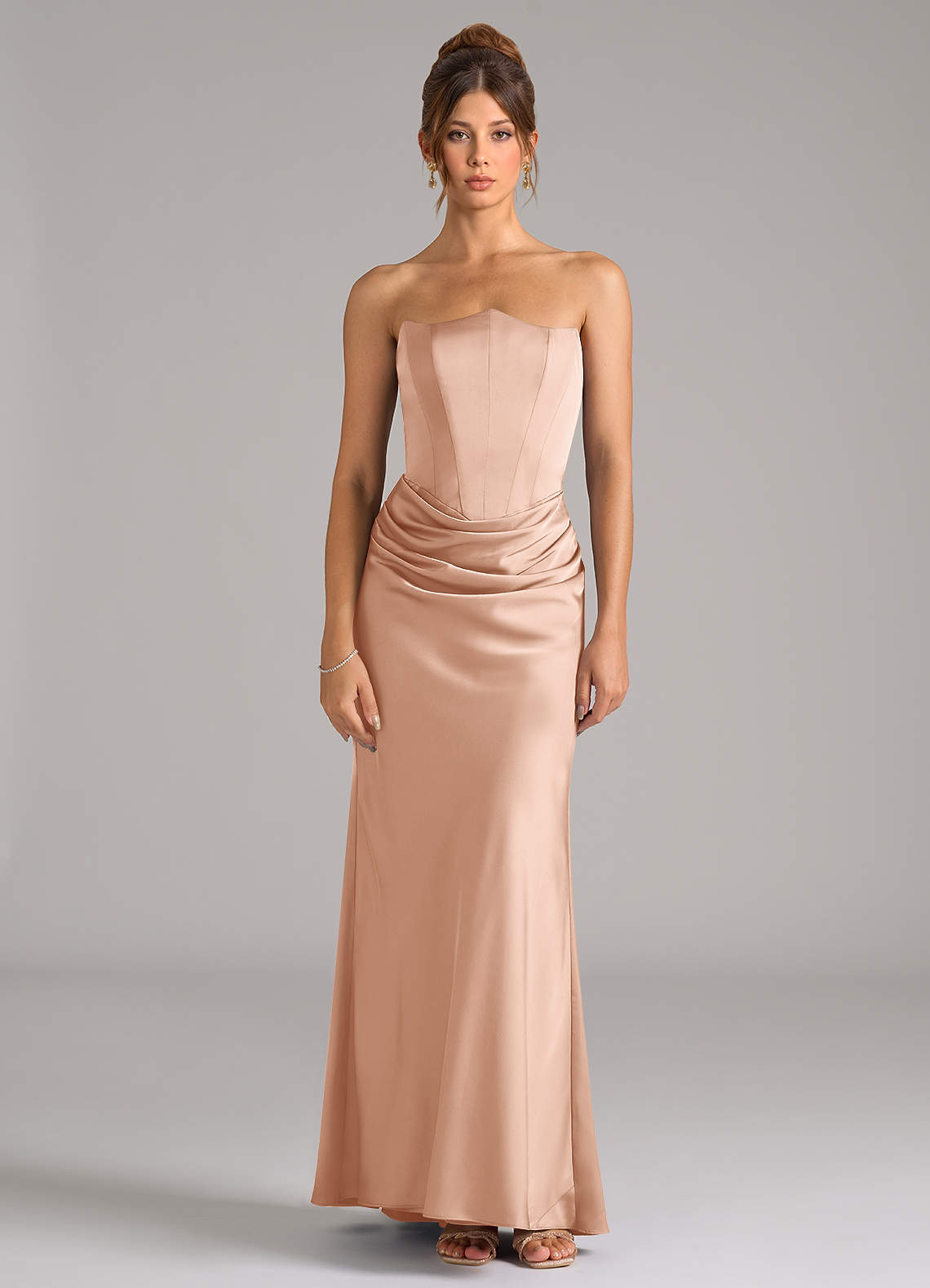 slim fit dress slacks Rose Gold Tulle Maxi Dress with Sequin Top