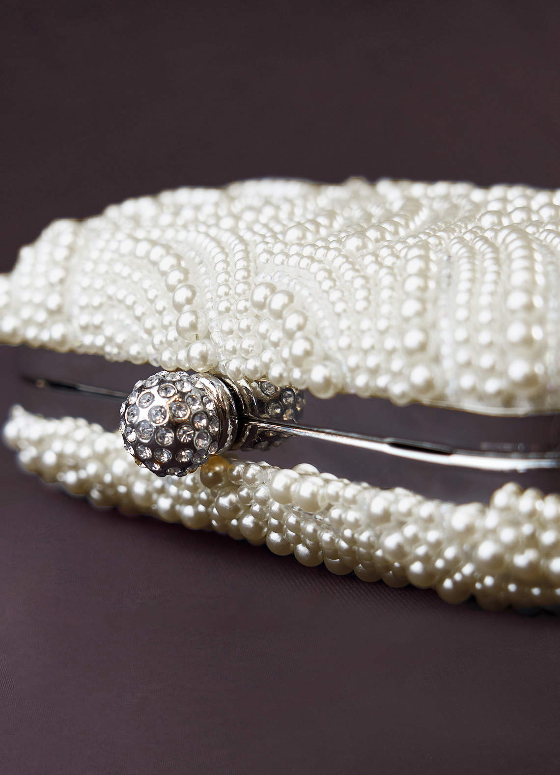 front Pearl Embellished Clutch