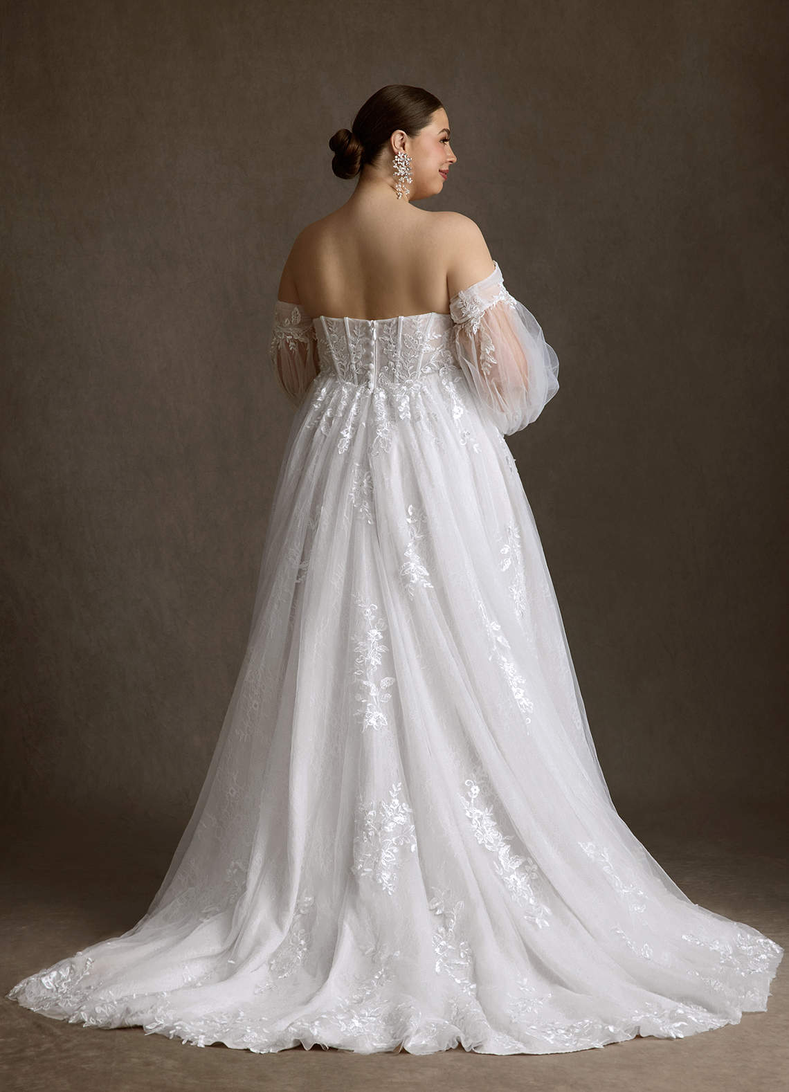 Azazie Elowyn Wedding Dresses Diamond White Ball-Gown Strapless Lace Dress image16
