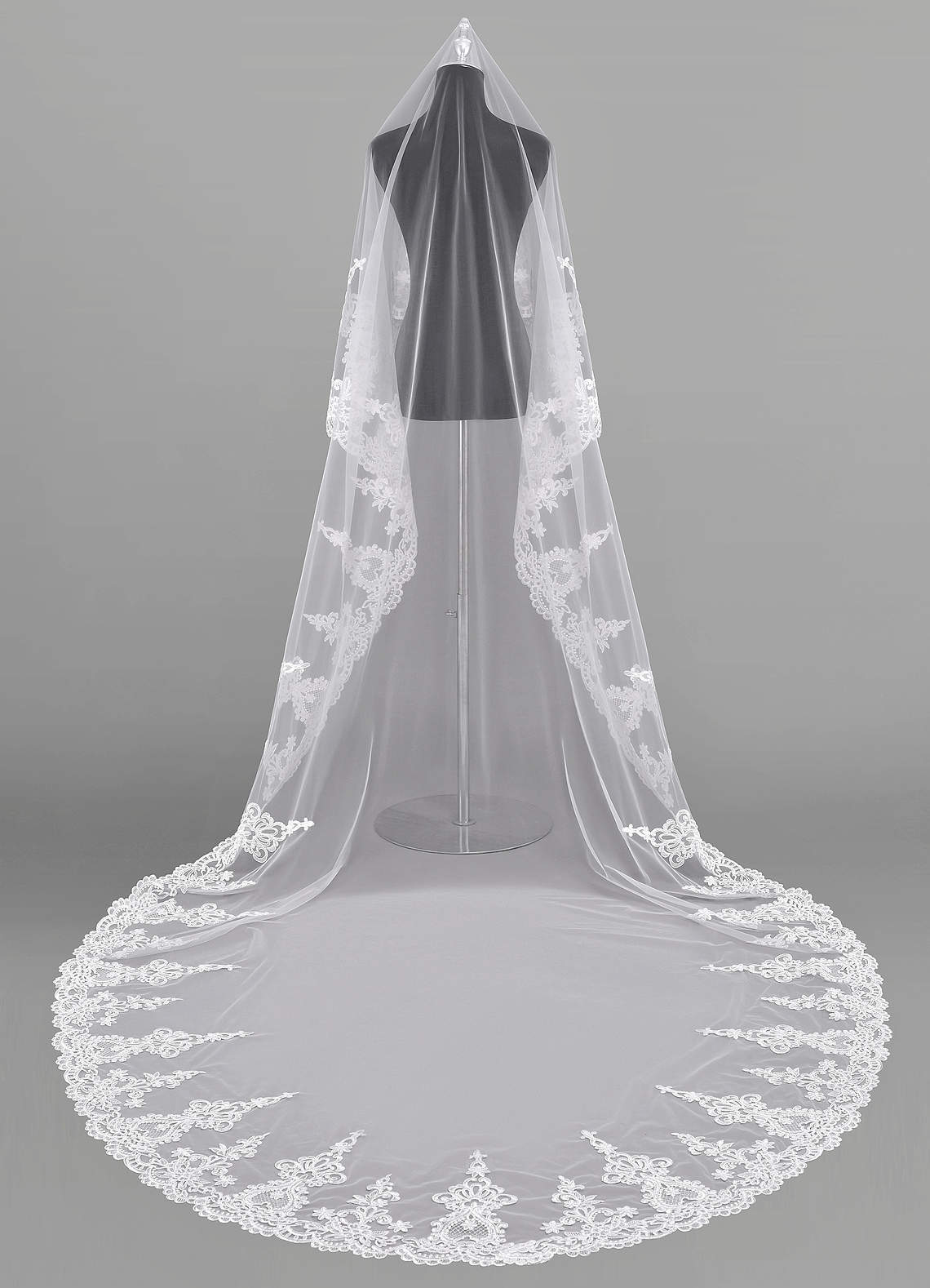 front Princess Lace Cathedral Veil With Blusher