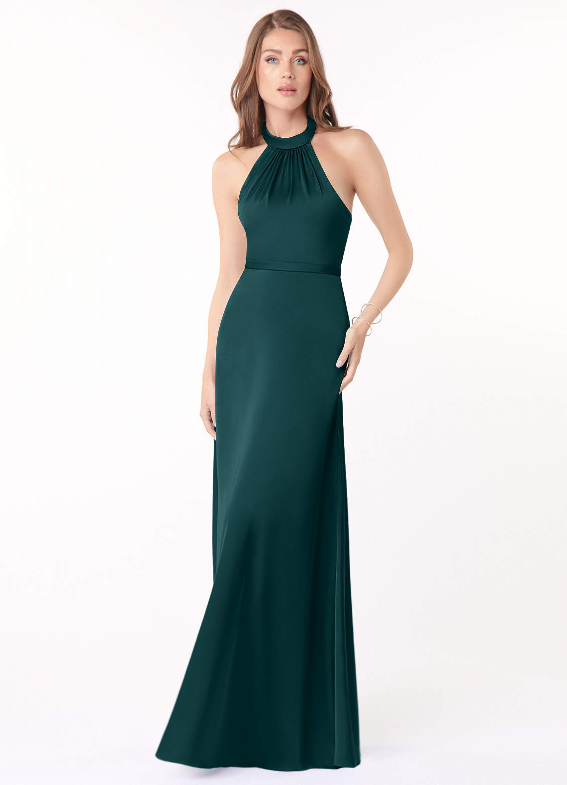 Pine Azazie Delmar Stretch Satin Dress Bridesmaid Dresses | Azazie