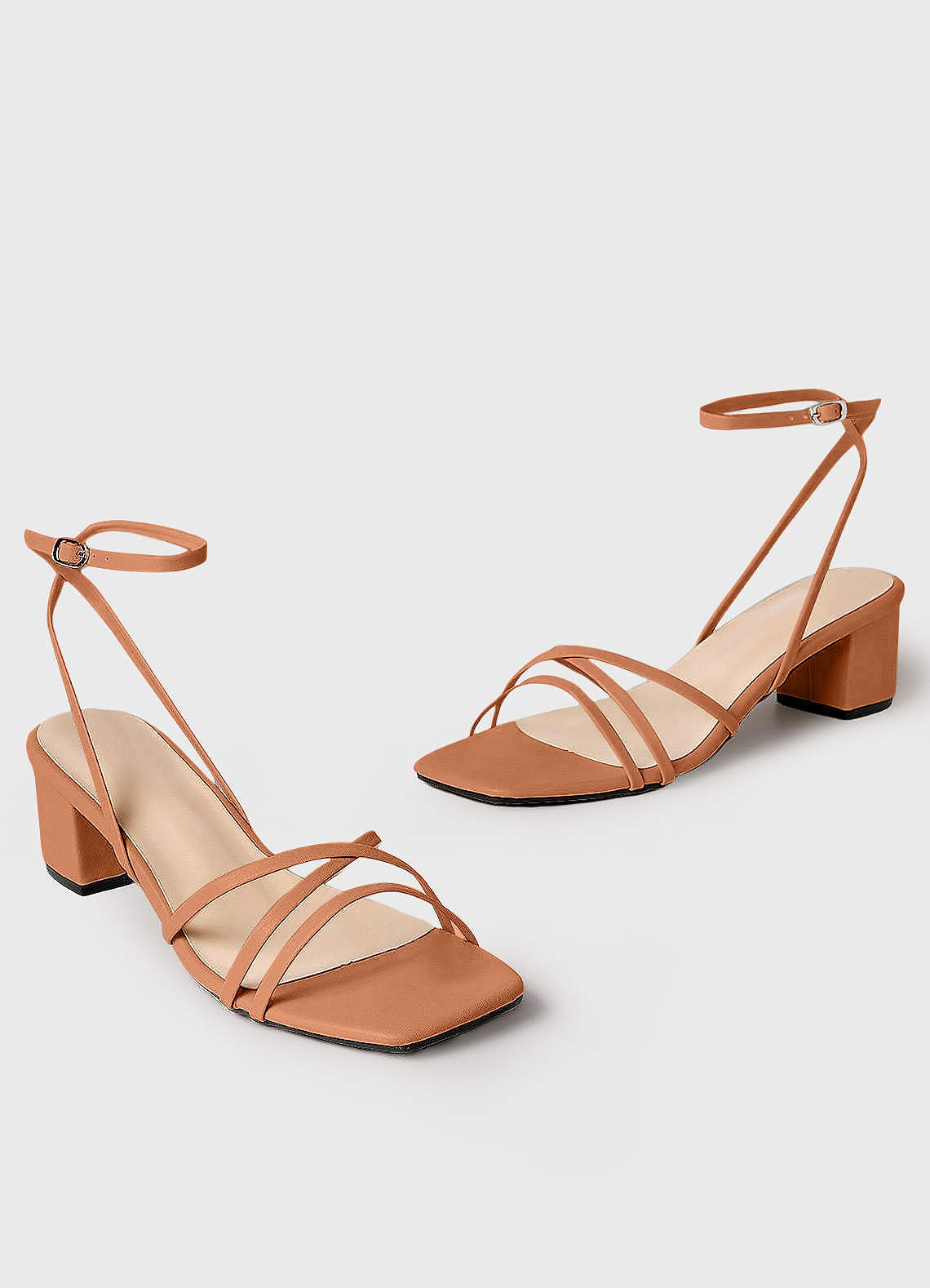 front Cross Strips Block Heel Sandals