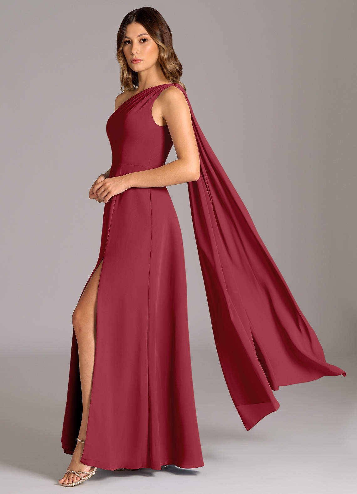 dusty rose and sage green bridesmaid dresses L Elegant Off-Shoulder Red Dress for Women main image 1