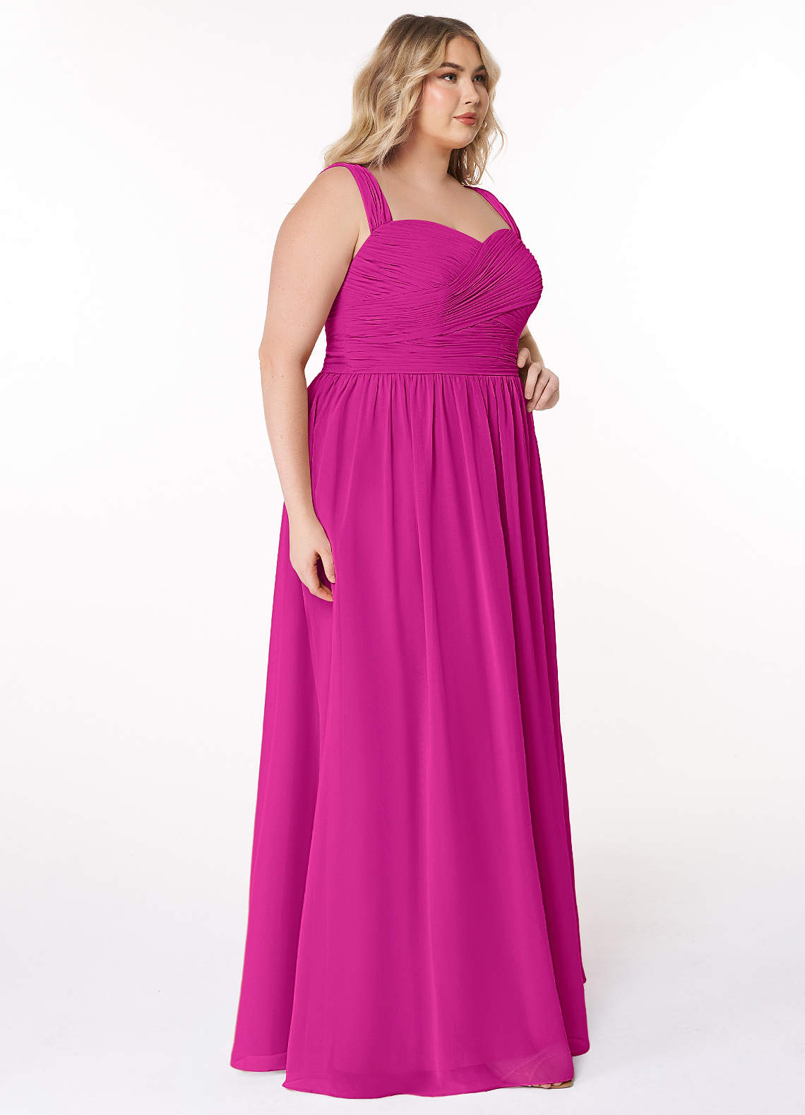 green emerald velvet dress Suvi Asymmetric Neckline Ruched Cut Out Maxi Dress in Fuchsia