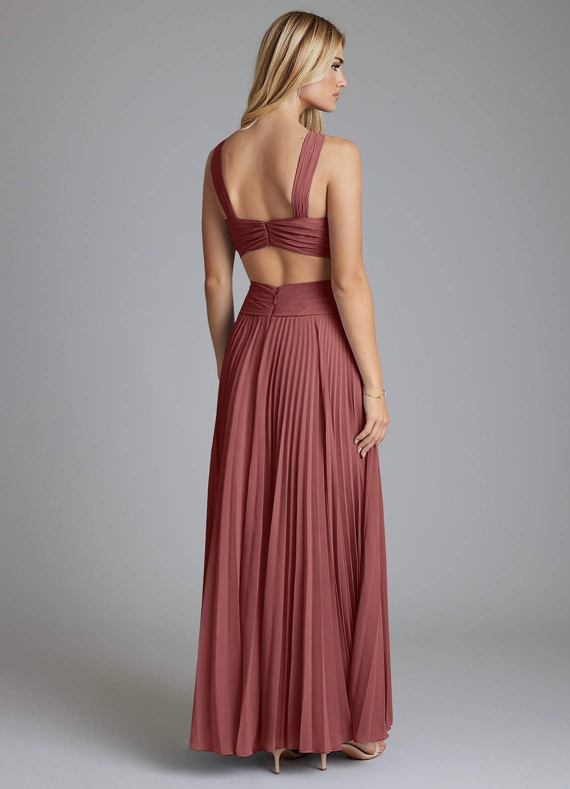 Azazie Hosanna Robes de demoiselle d'honneur Robe Trapèze en Mousseline de soie Plissée Améthyste image2