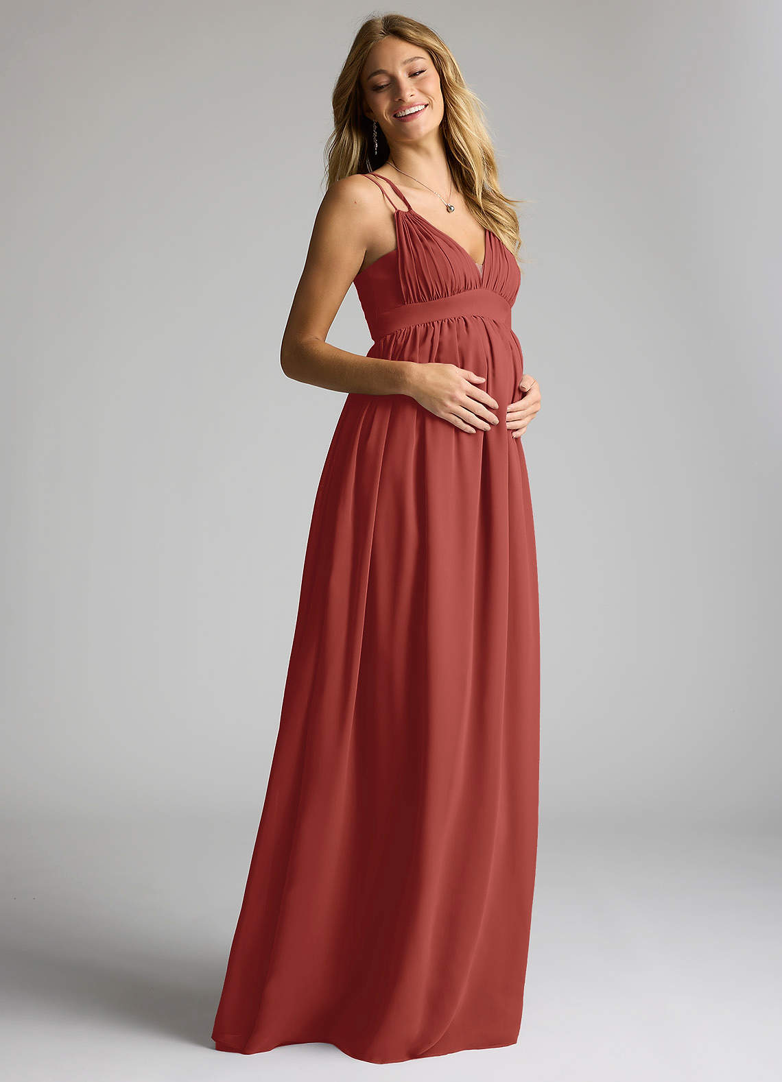Azazie Emree vestidos de dama de honor de maternidad Vestido de Corte En A Hasta el suelo Gasa image1