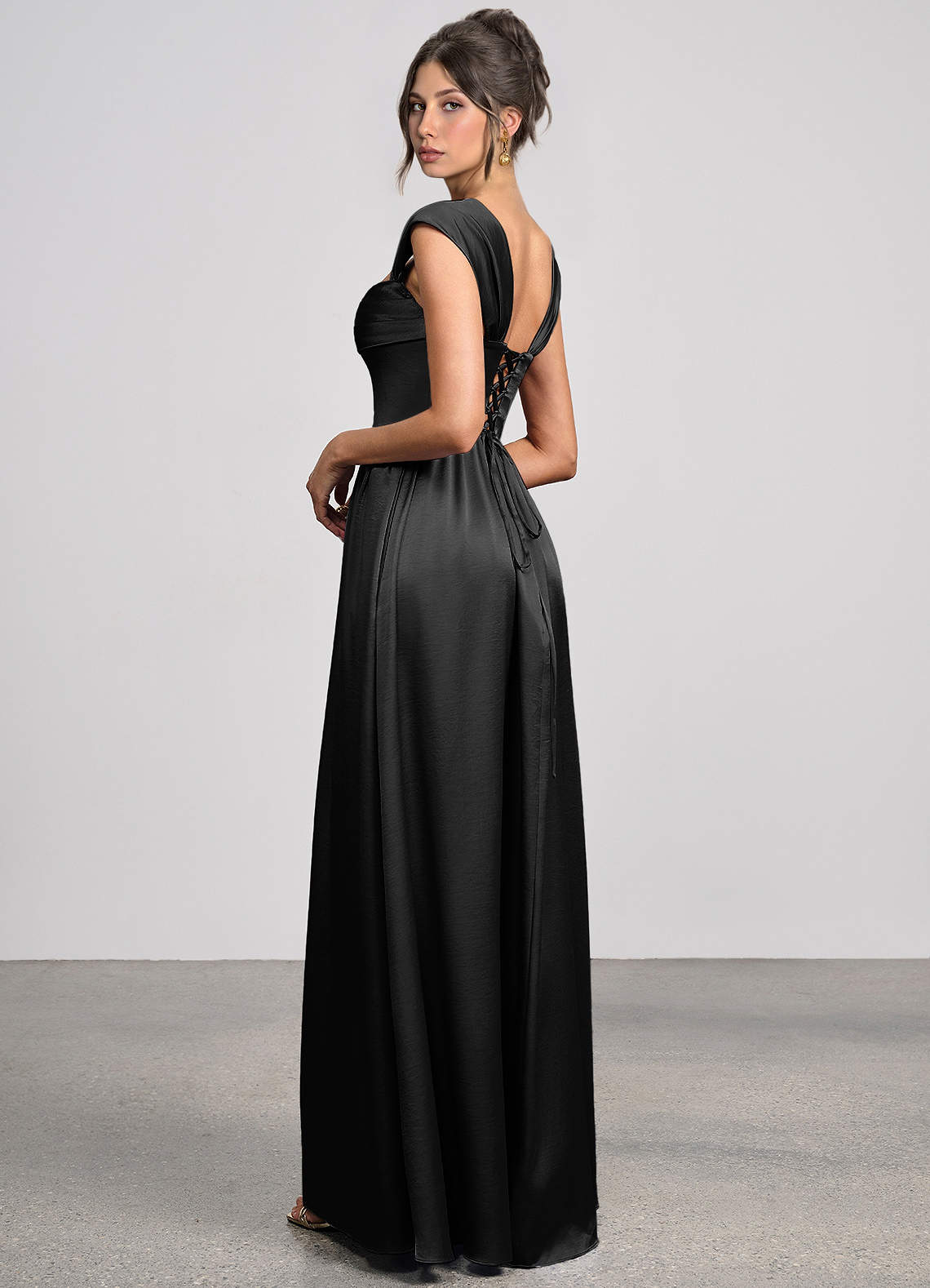 Odette Black Luminous Satin Maxi Dress image4