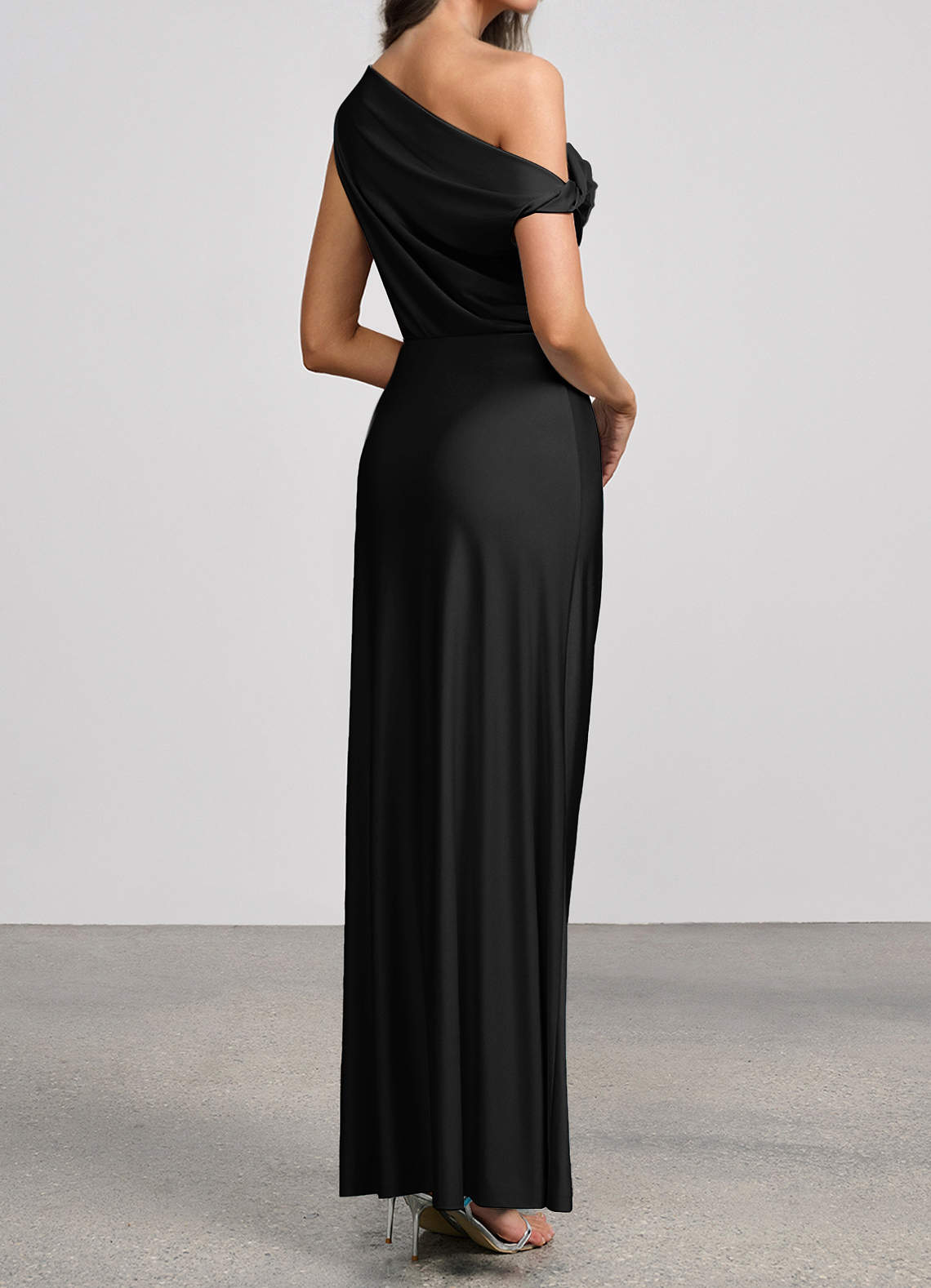 Elowen Black Stretch Knit Maxi Dress image2