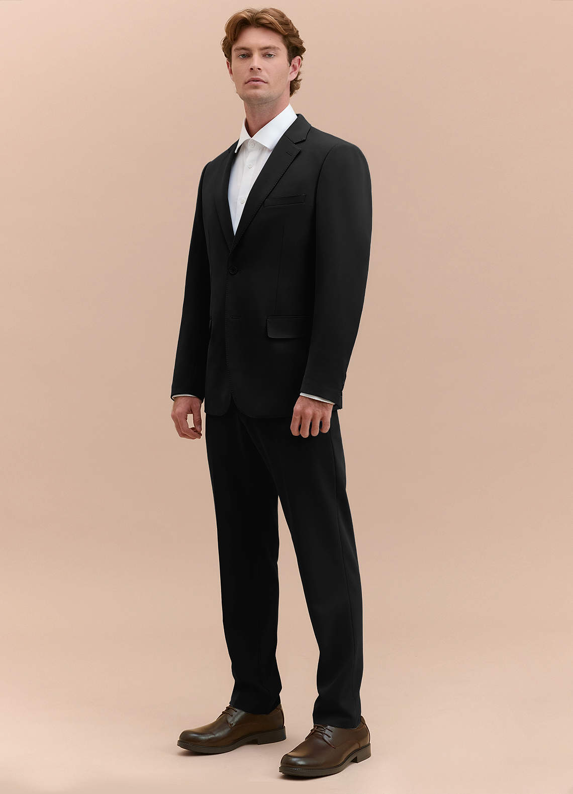 front James Black Structured Stretch Suit