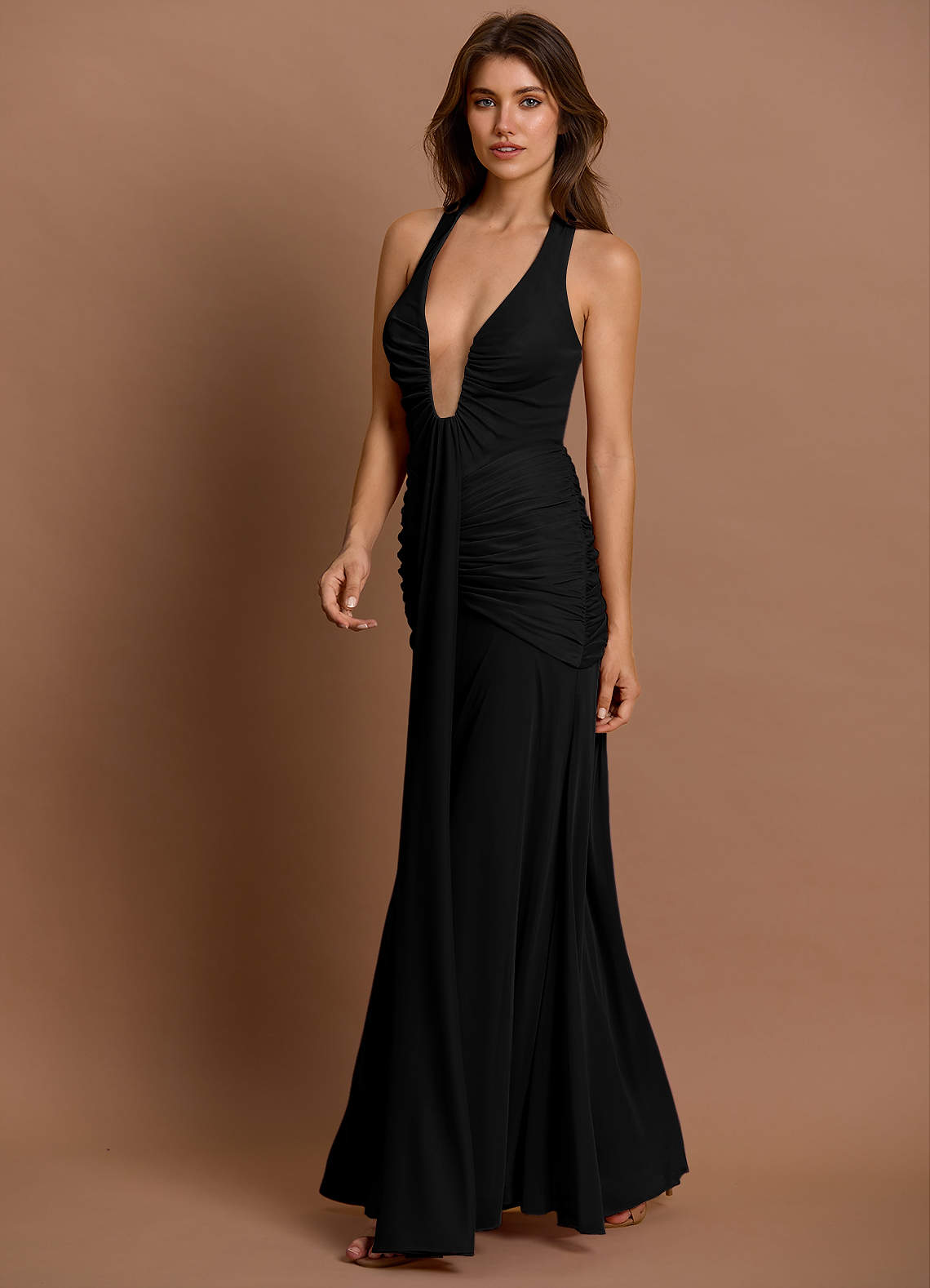 chinese dress ladies Erin | Red Halter-Neck Maxi Dress with Cut-Out Detail