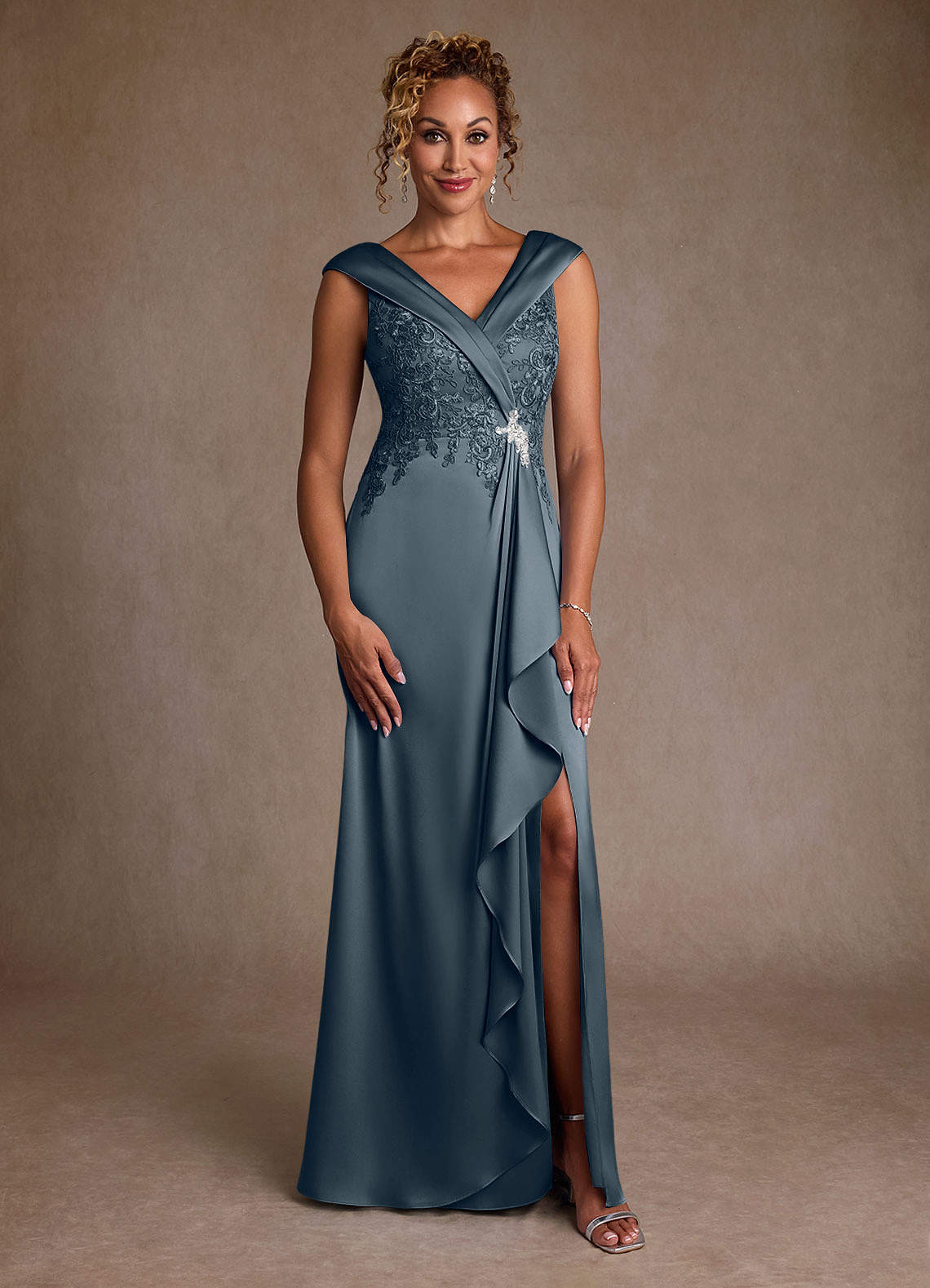 Azazie Santa Monica Mother of the Bride Dresses Twilight A-Line Lace Dress image2