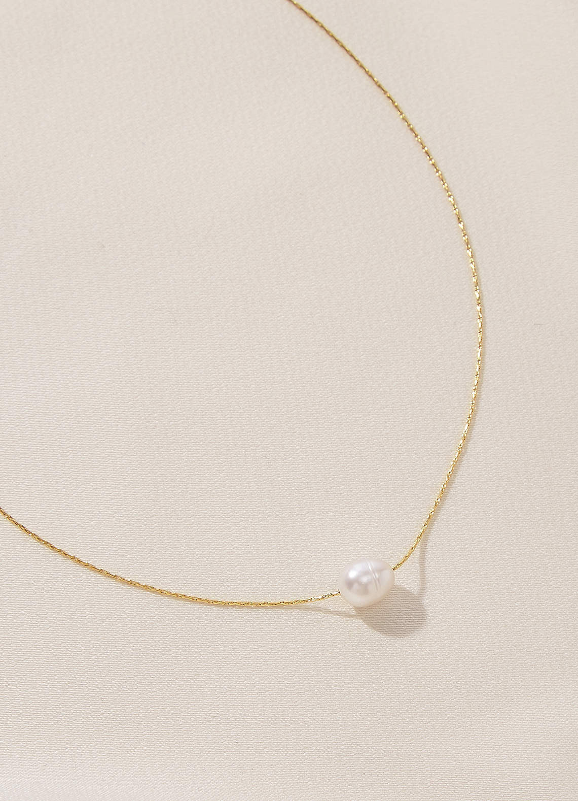 front Pearl Solitaire Necklace