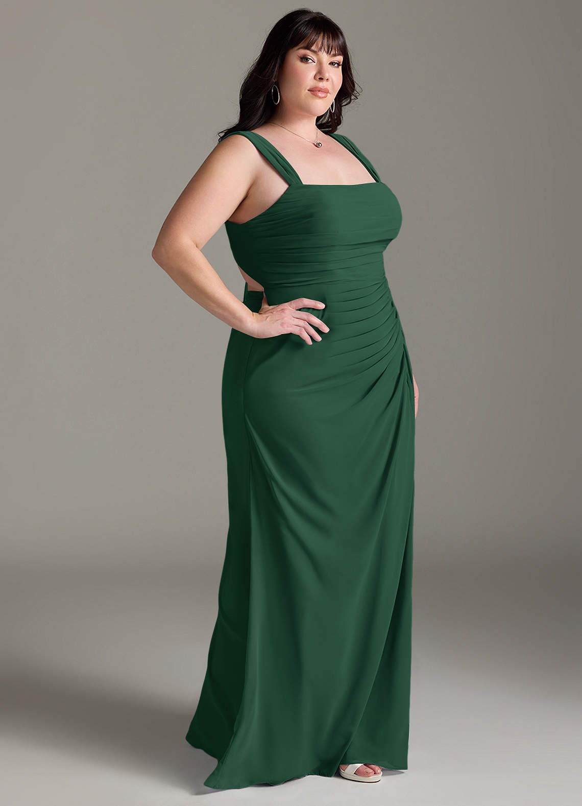 Azazie Jesaphine Bridesmaid Dresses Dark Green Sheath Bow Chiffon Dress image9