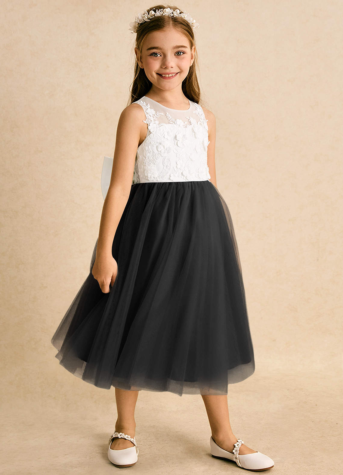 Azazie Lina Ivory Black Ball-Gown Lace Dress | Azazie DE Azazie Lina Ivory Black Ball-Gown Lace Dress | Azazie DE