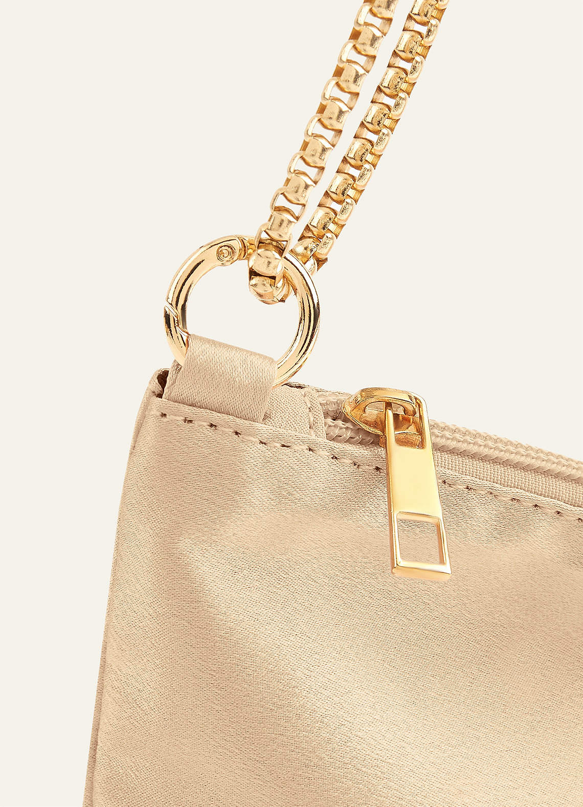 front Matching Color Metallic Satin Adjustable Shoulder Bag