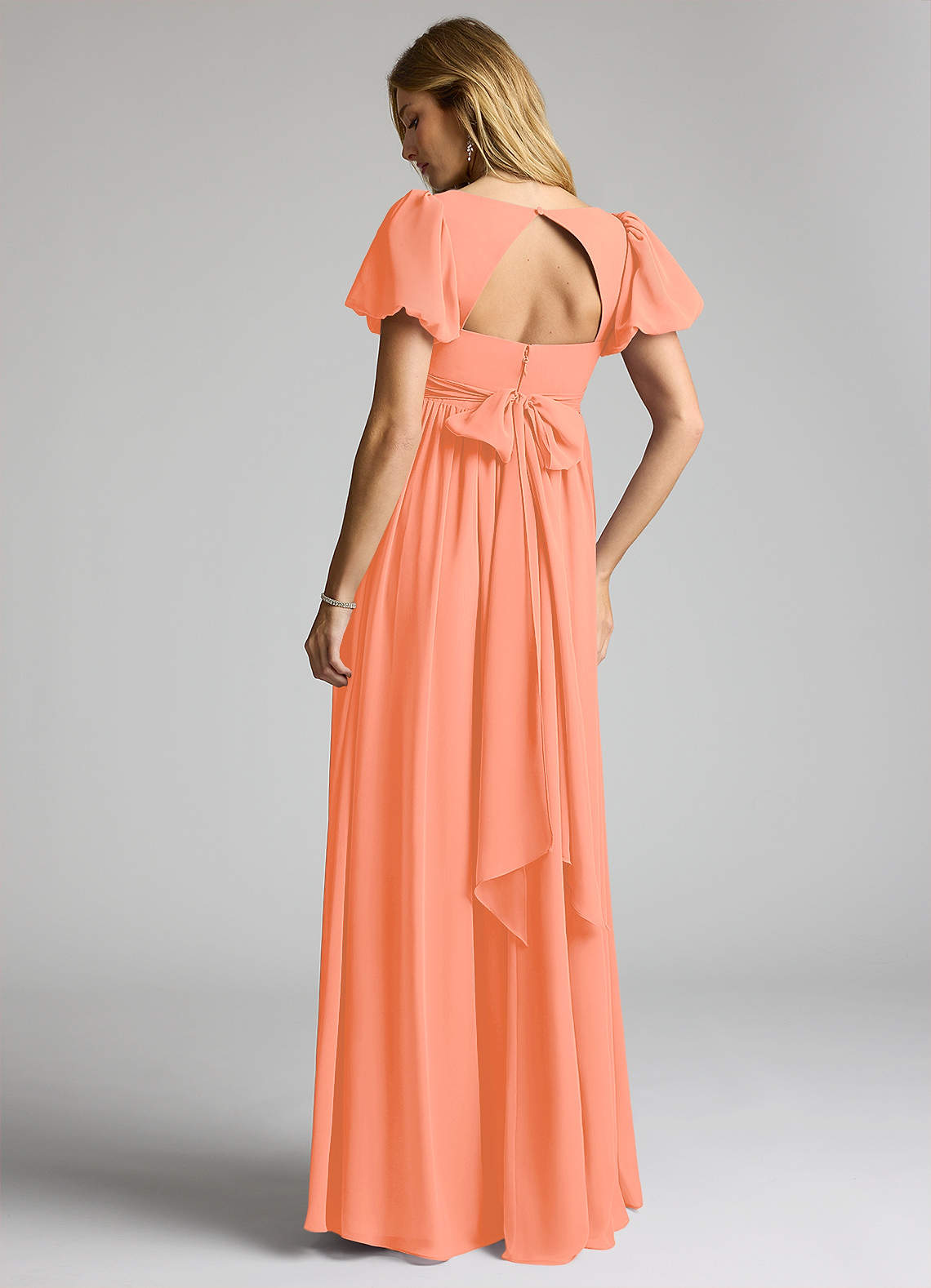 Azazie Madisynn Maternity Bridesmaid Dresses Bow Chiffon Floor-Length Dress image1