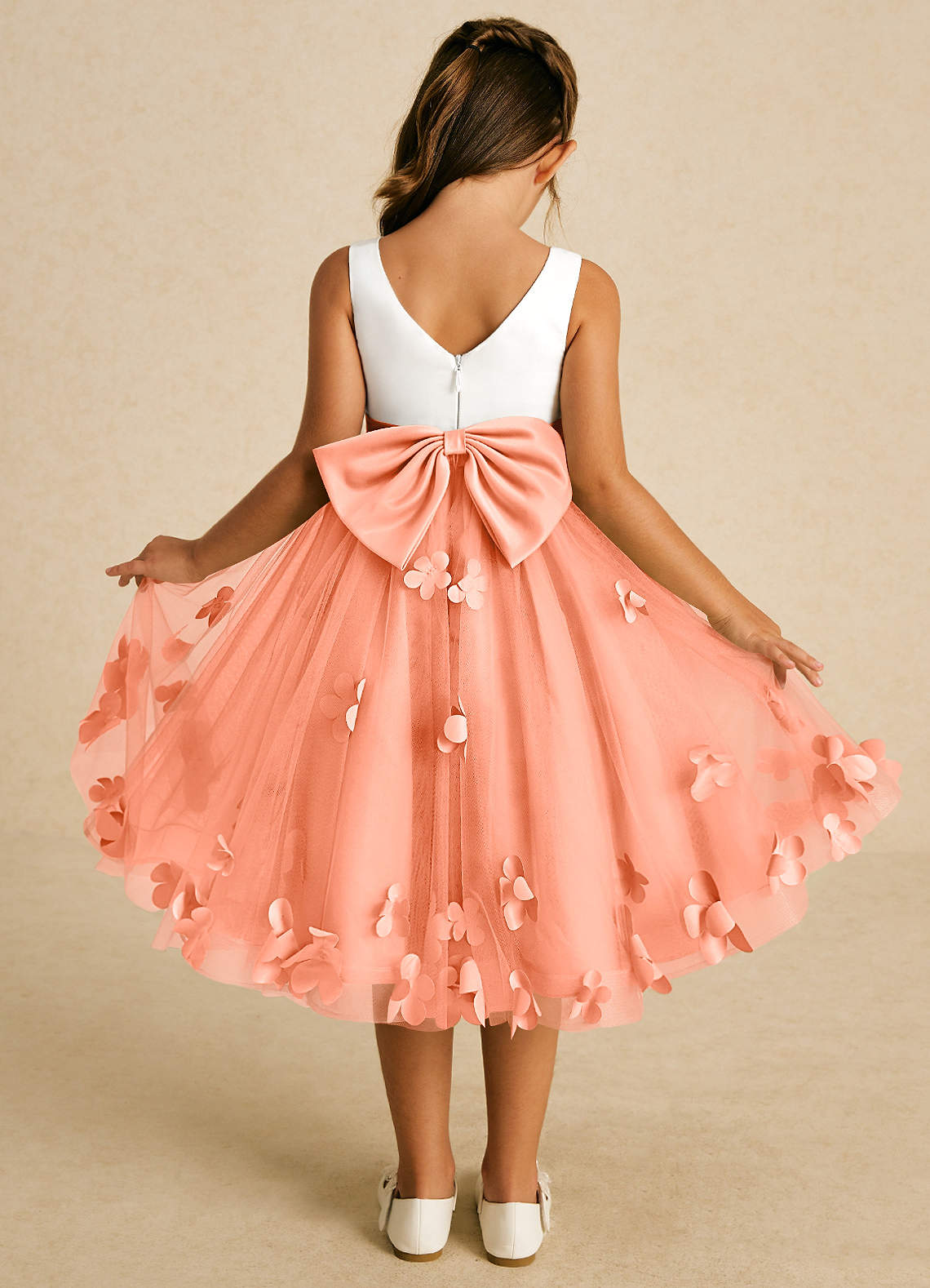 Azazie Sprout Flower Girl Dresses Sunset A-Line Bow Tulle Dress image1