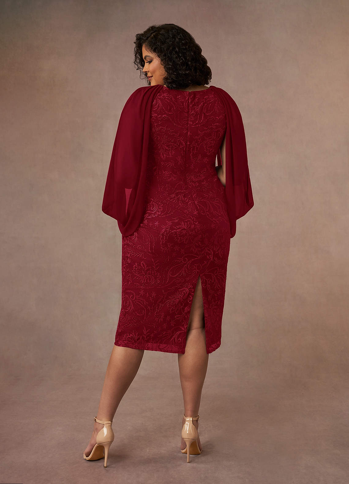 Azazie Mya Burgundy Sheath Scoop lace Lace Dress Ready to Ship | Azazie