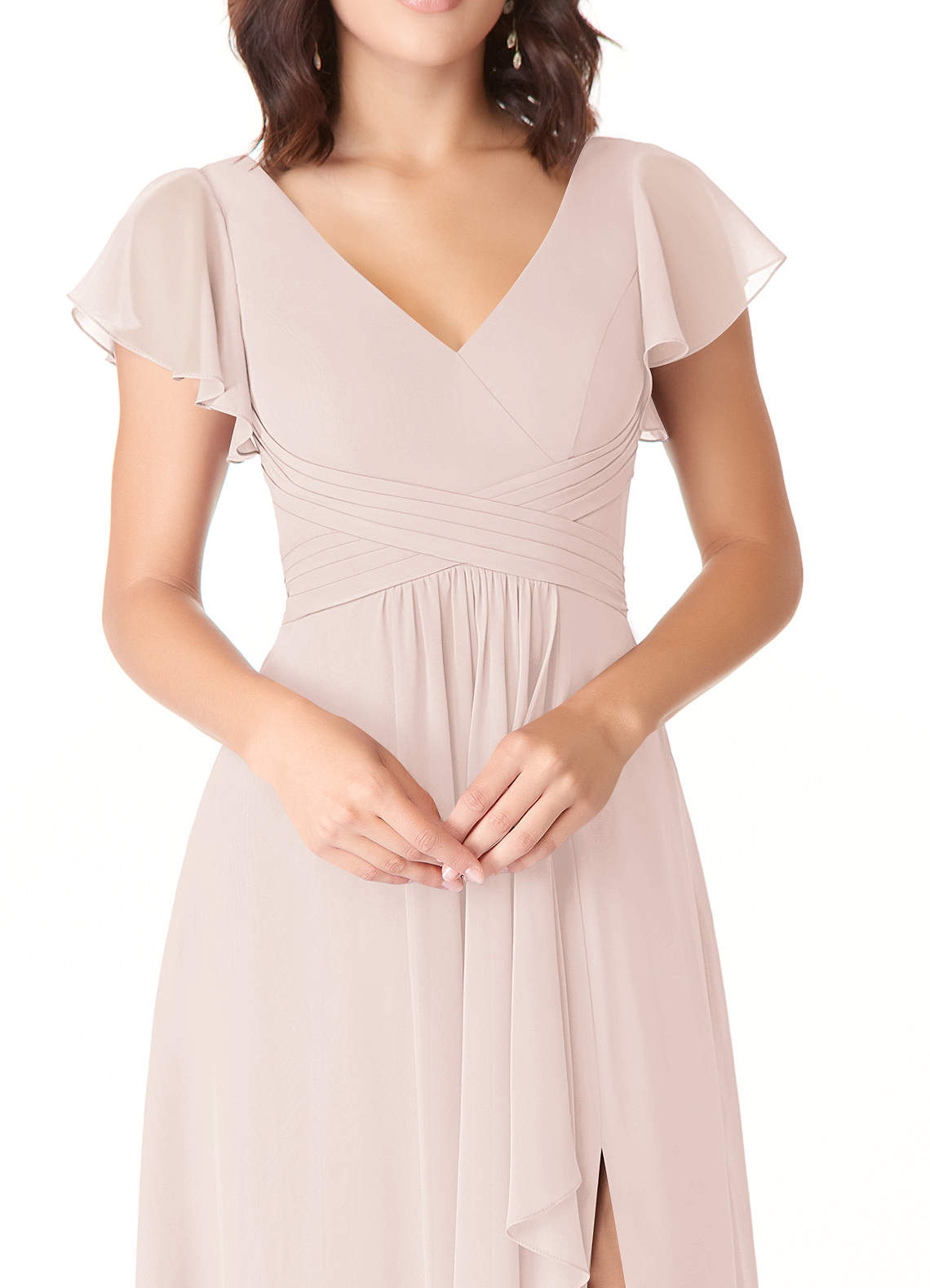 Azazie Omari Vestidos de madrinha de casamento Vestido Pétala De Rosa de Chiffon de Linha A image4