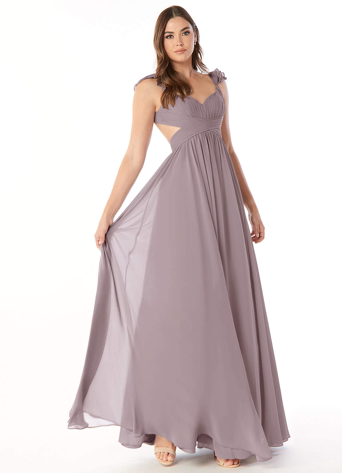 Azazie Kasia Bridesmaid Dresses Dusk A-Line Ruched Chiffon Dress image1