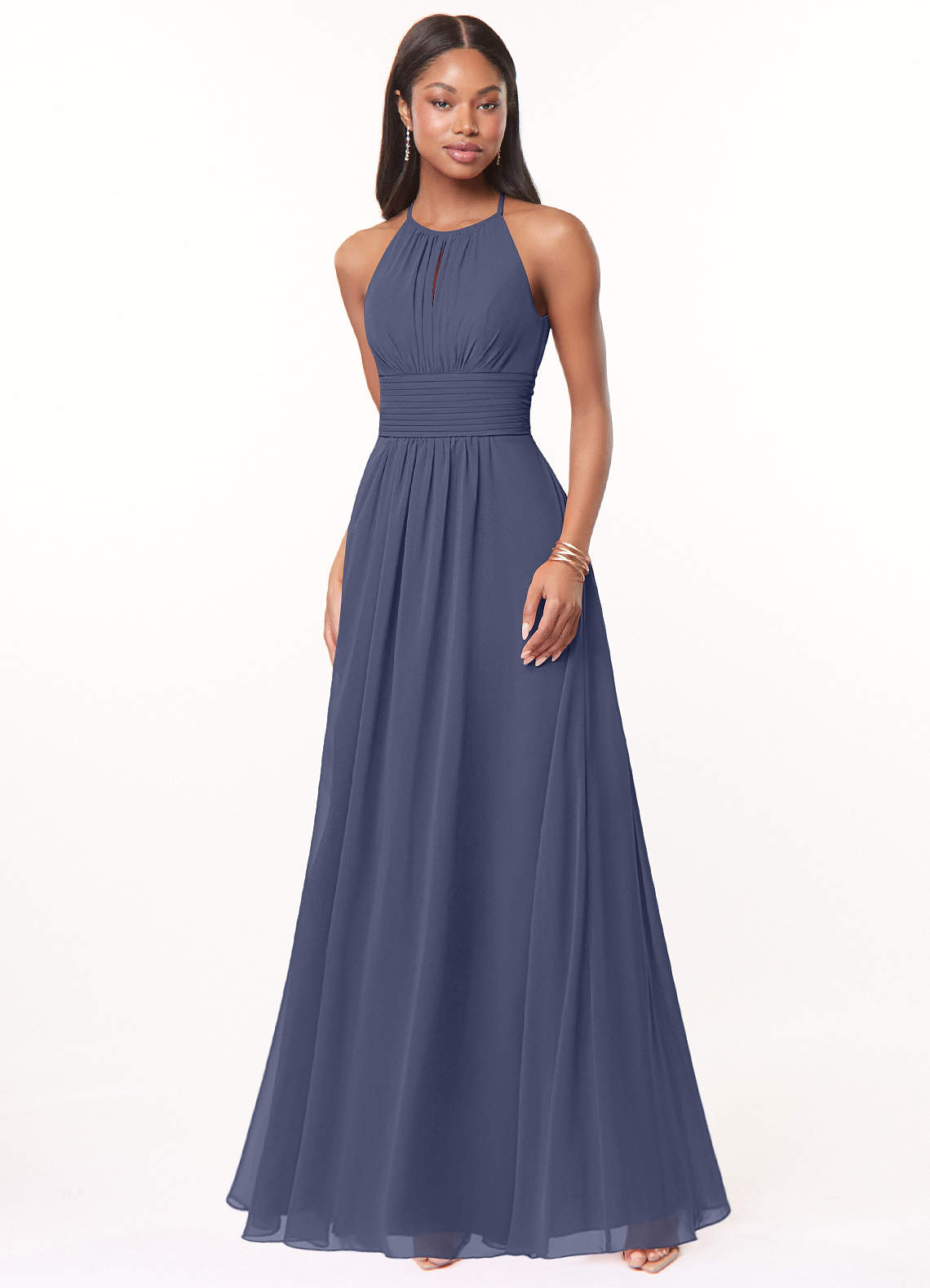 Azazie Bonnie Bridesmaid Dresses Stormy A-Line Keyhole Ruched Chiffon Dress image1