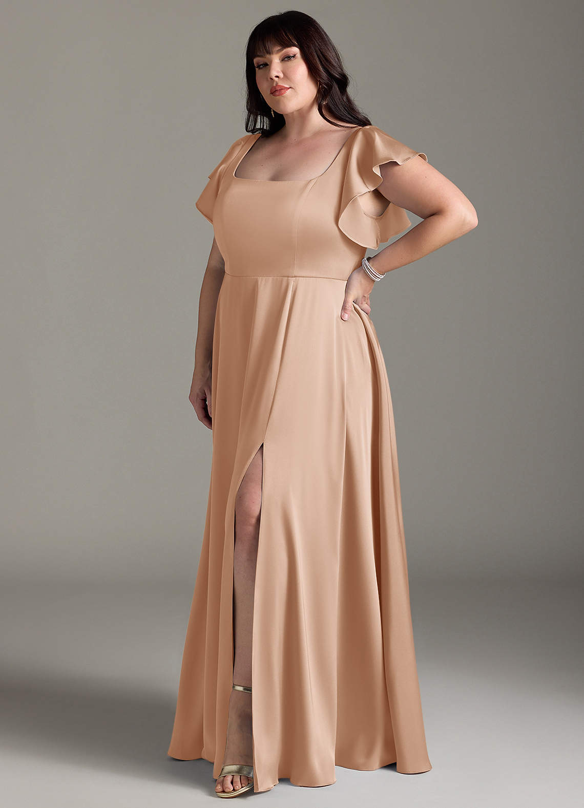 Azazie Bondi Bridesmaid Dresses English Rose A-Line Bow Stretch Satin Dress image8