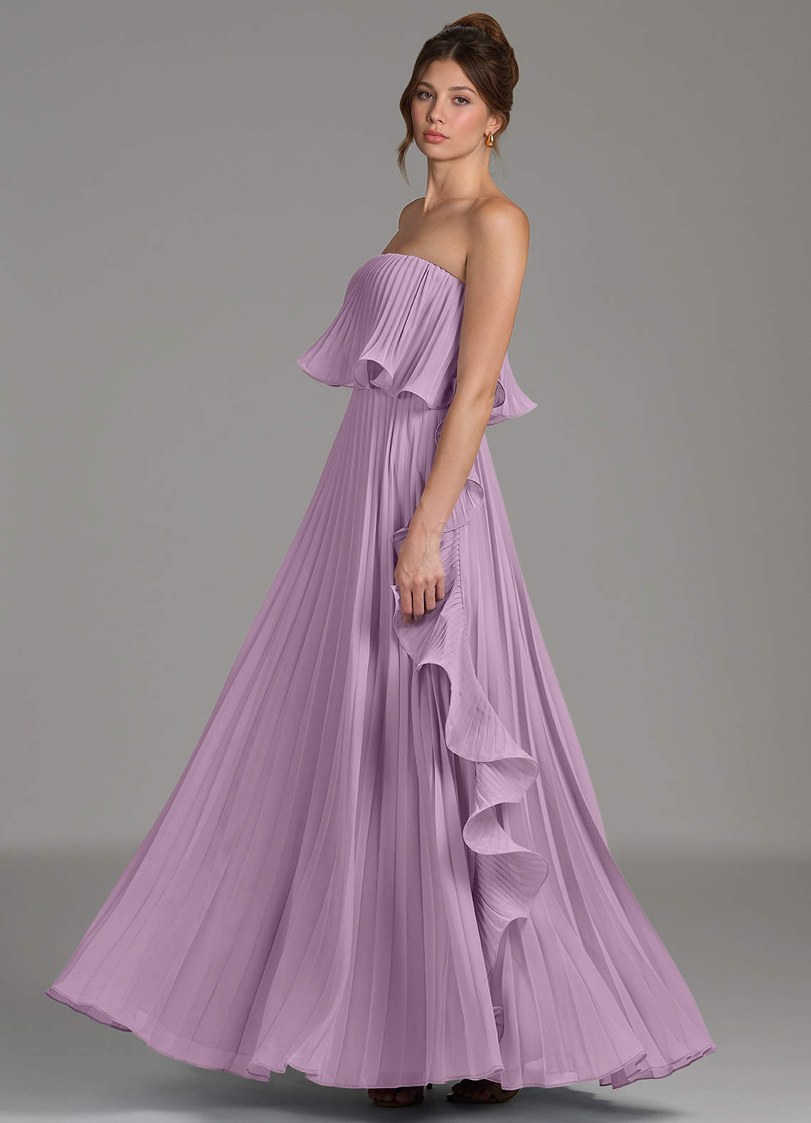 wisteria chiffon bridesmaid dress Azazie Alexia Belle Zebra Print Maxi #maria-printed-trim-mini-dress-29145202 Color:Dusty Rose* line silhouette