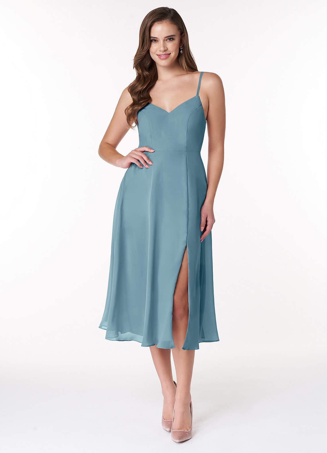 Azazie Clarissa Ready to Ship Moody Blue Chiffon Bridesmaid Dresses | Azazie Azazie Clarissa Ready to Ship Moody Blue Chiffon Bridesmaid Dresses | Azazie