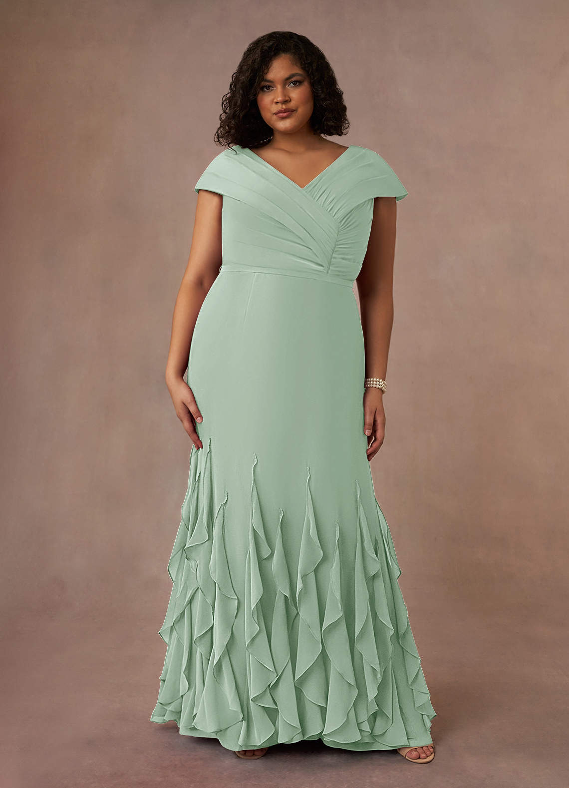 Azazie Bailora Mother of the Bride Dresses Agave Mermaid Ruched Chiffon Dress image1