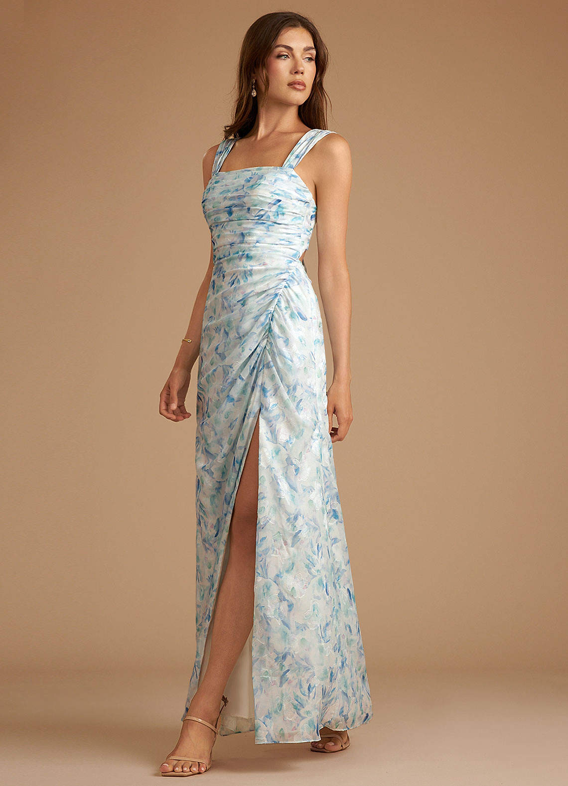 Azazie Jesaphine Blue Watercolor Floral Bridesmaid Dresses Azazie
