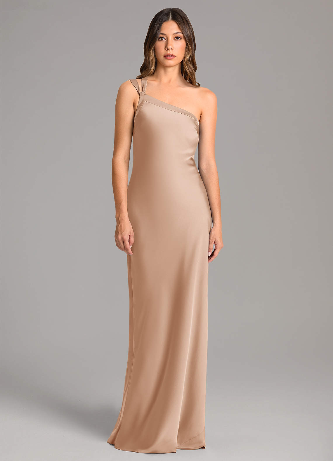 Azazie Monroe Hemmaprövning av klänningar Klänning av Sjöjungfru i Stretch Satin One-shoulder Engelsk Ros image3