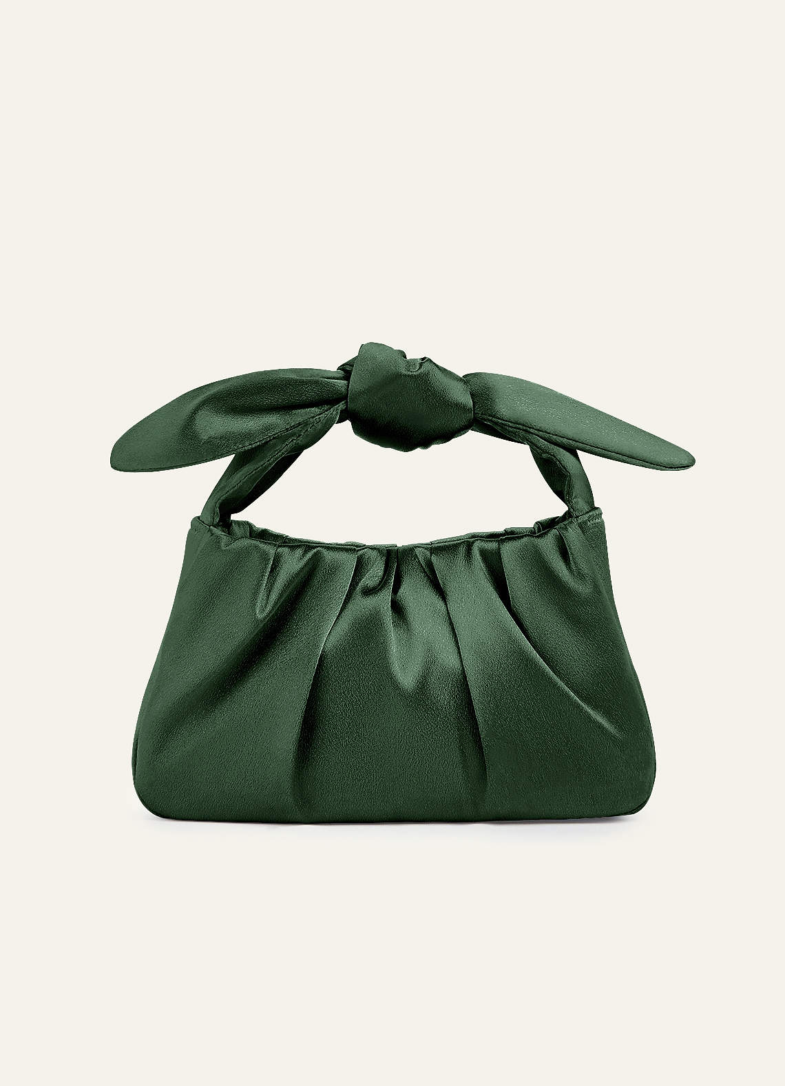 Eucalyptus Matching Color Metallic Satin Knotted Handle Handbag