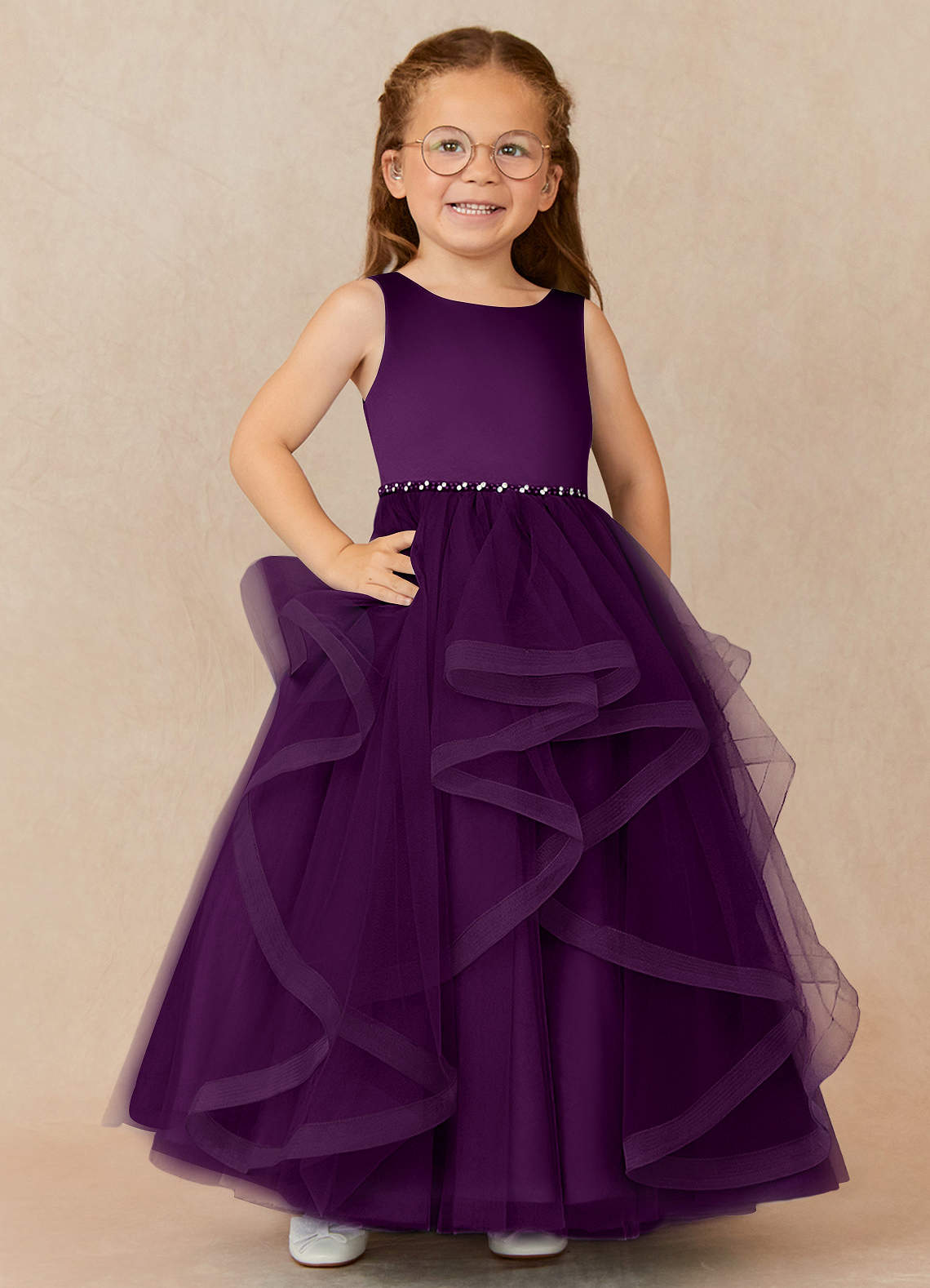Azazie Sofia Grape A-Line Beaded Tulle Dress | Azazie Azazie Sofia Grape A-Line Beaded Tulle Dress | Azazie
