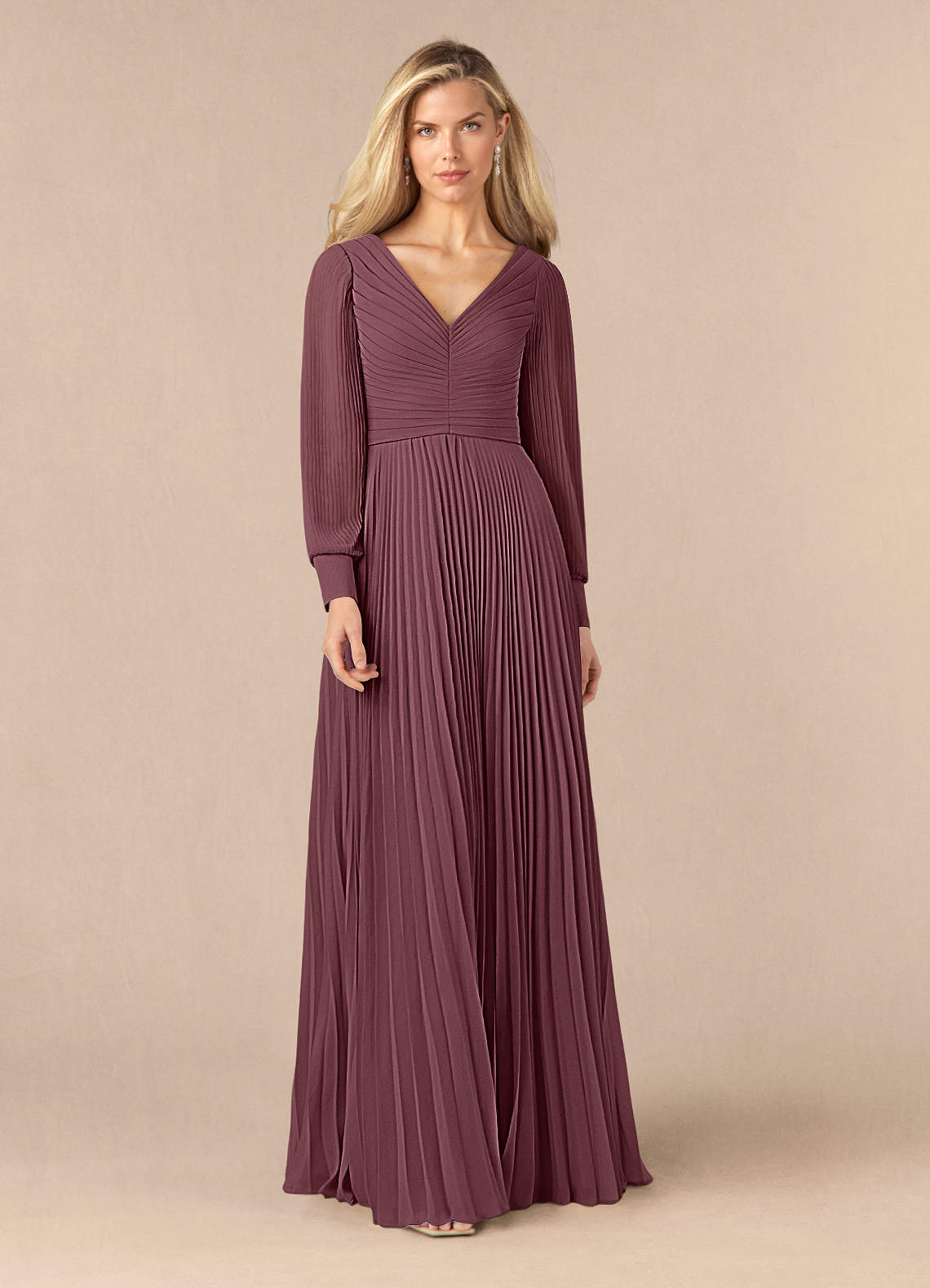 Azazie Zina Mother of the Bride Dresses Sangria A-Line Pleated Chiffon Dress image1