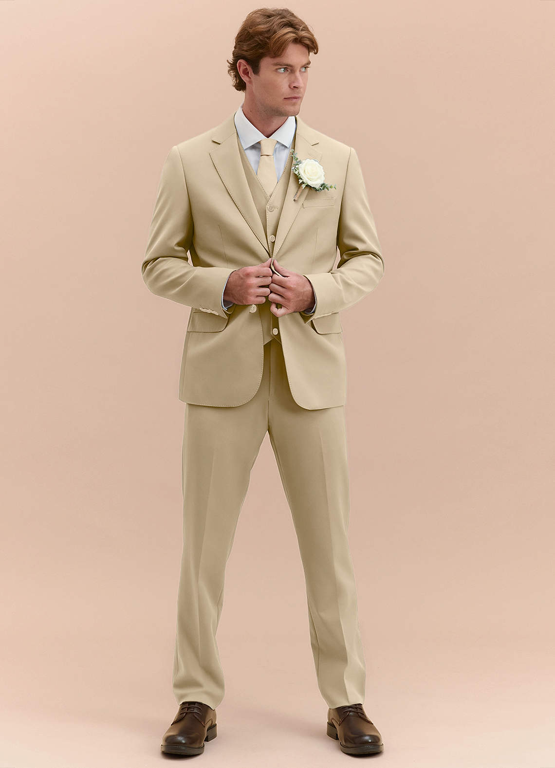 big and tall casual dress shirts Silky Champagne Button Down Blouse – Expectations Too main image 0