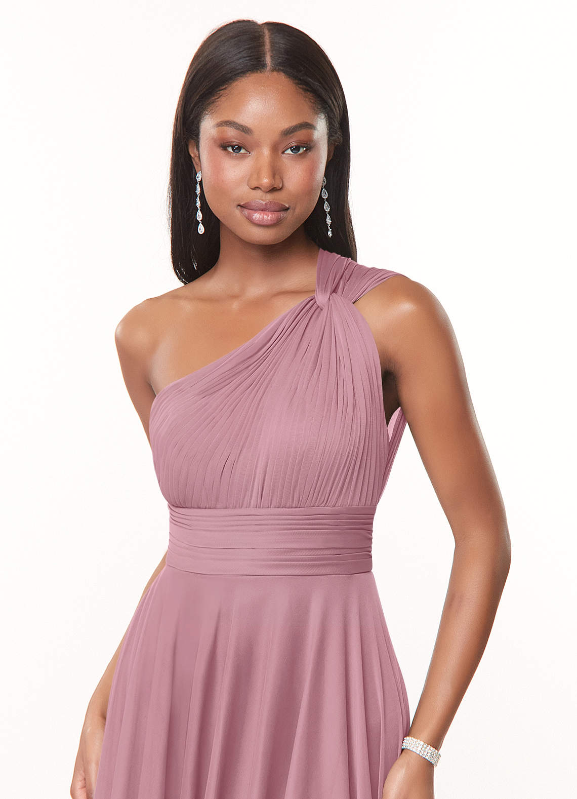 Azazie Charlize Ready to Ship Vintage Mauve Mesh Bridesmaid