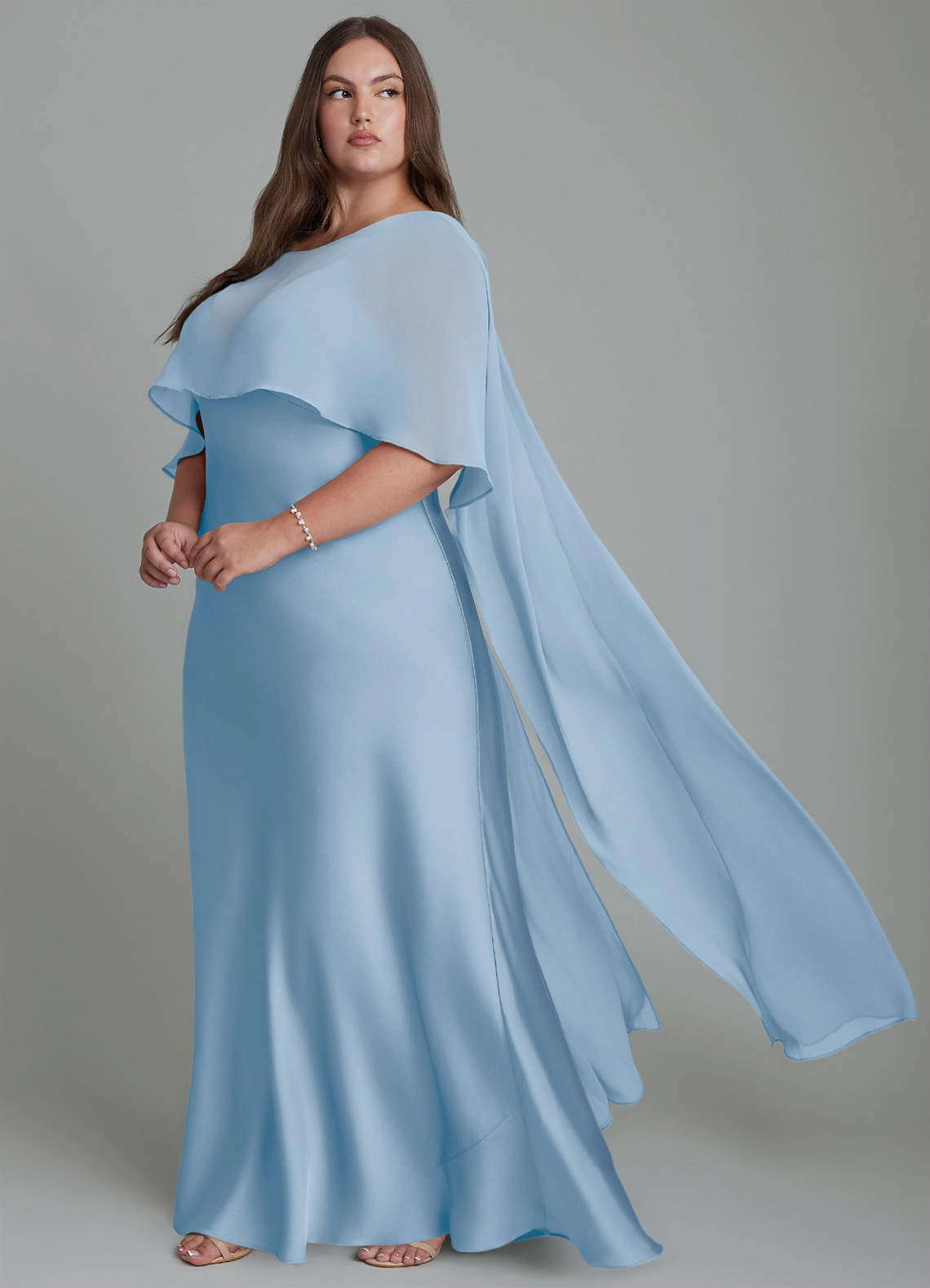 Azazie Stefania Bridesmaid Dresses Powder Blue A-Line Stretch Satin Dress image9