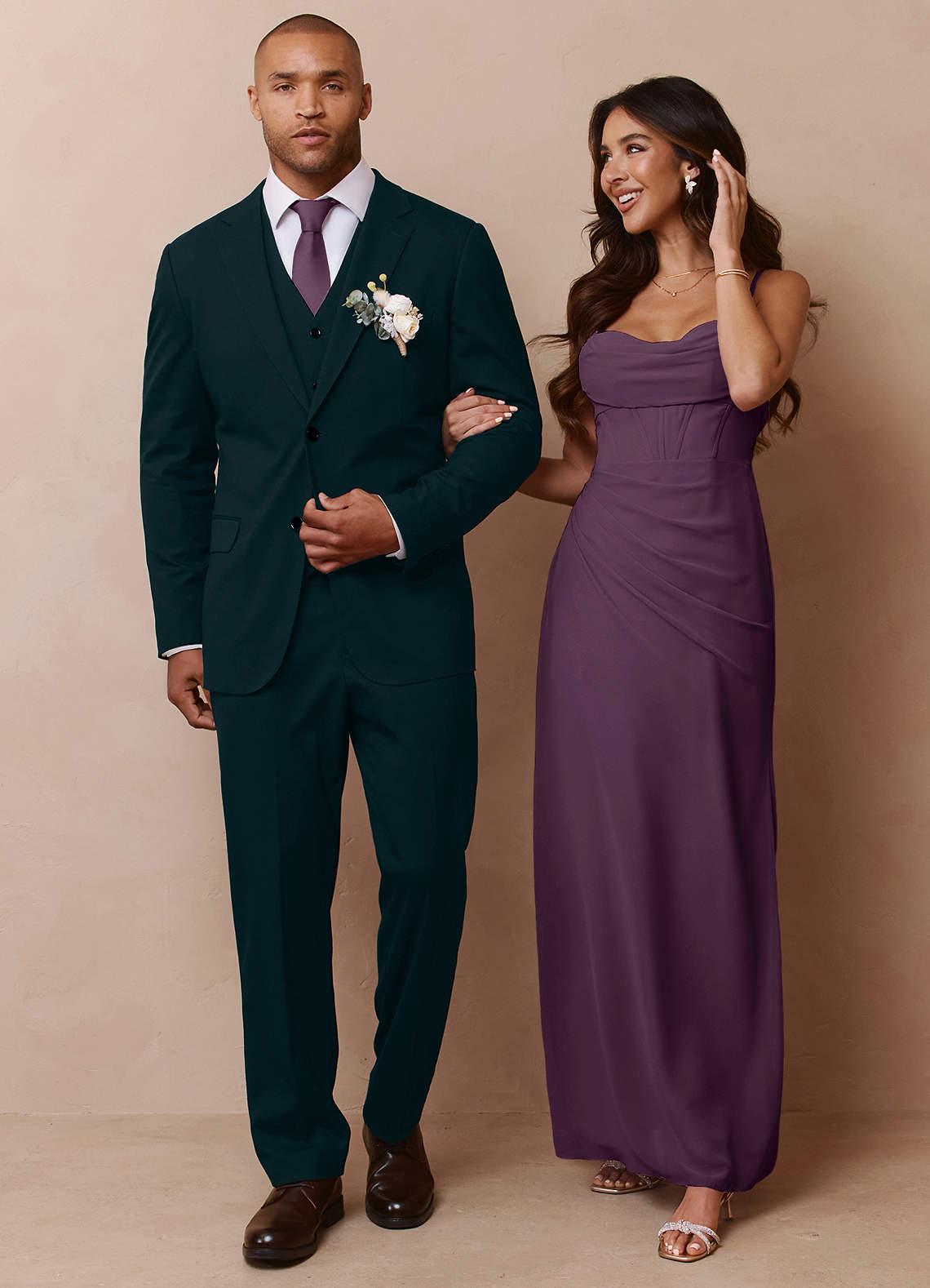 front Savile Dark Green Wool Blend Dress Pants