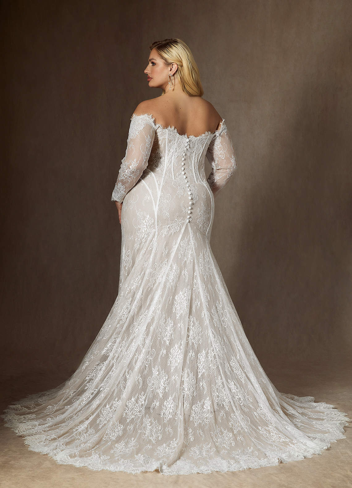 Azazie Katherine Wedding Dresses Diamond White Mermaid Off the Shoulder Tulle Dress image8