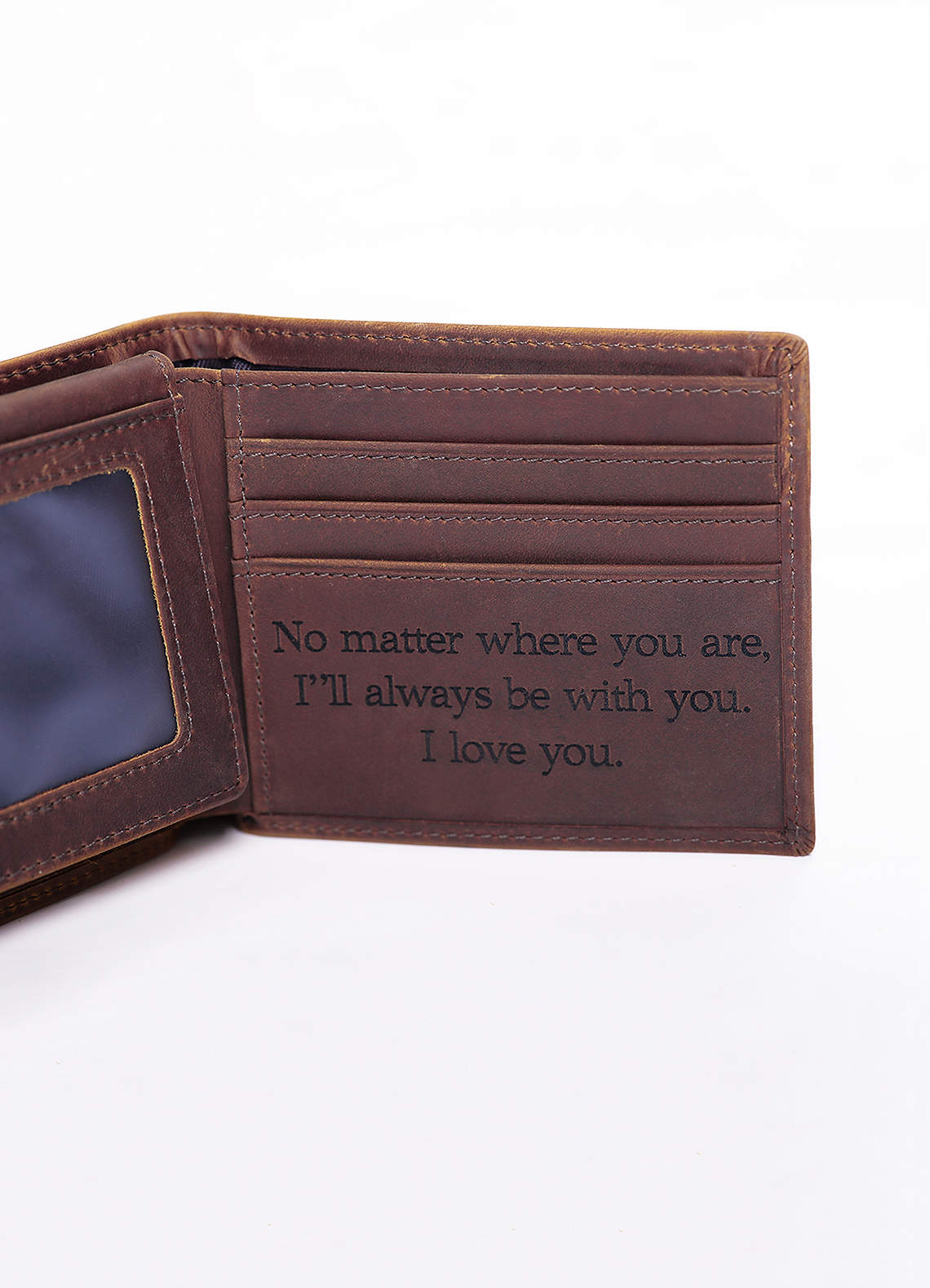 front Personalized Men's Leather Bifold Wallet