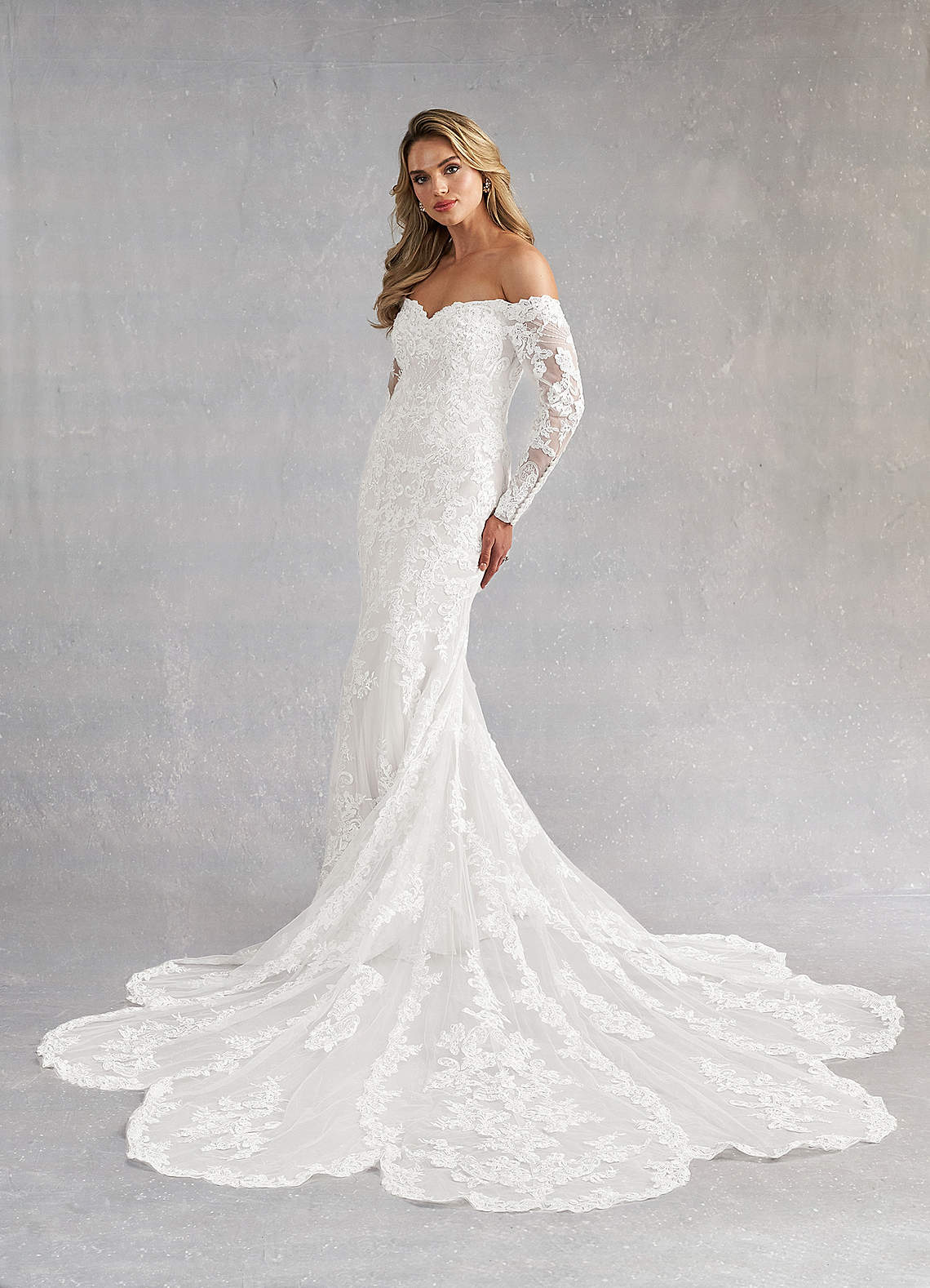 Azazie Empiria Wedding Dresses Diamond White Mermaid Sequins Tulle Dress image2