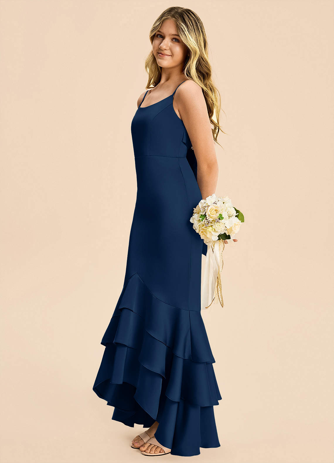 junior bridesmaid mermaid dresses Watermelon Mermaid pink maxi bridesmaid dress with V-Neck and Elastic Satin for Nigerian Black Women and Girls