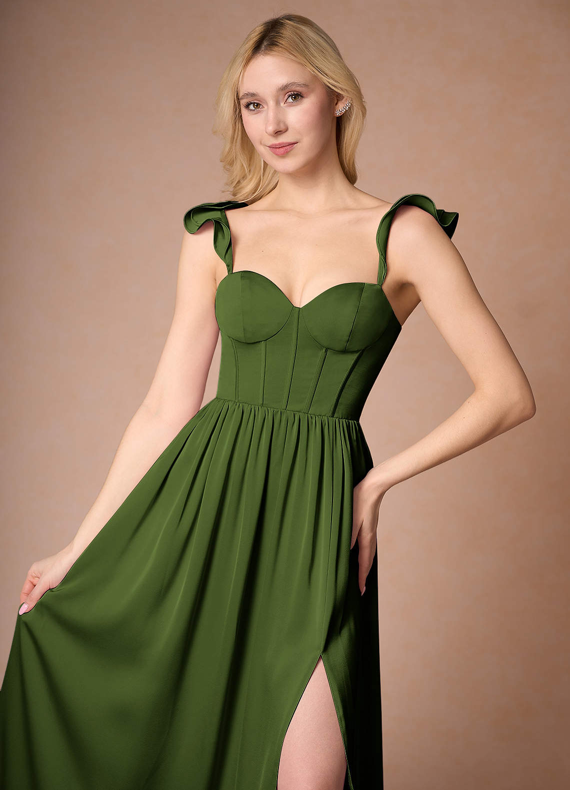 Ginevra Olive Green Corset Dress Ready to Ship | Azazie