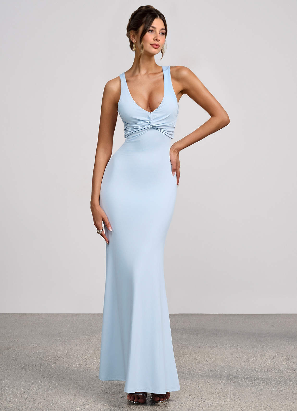 Zinnia Sky Blue Maxi Dress | Azazie