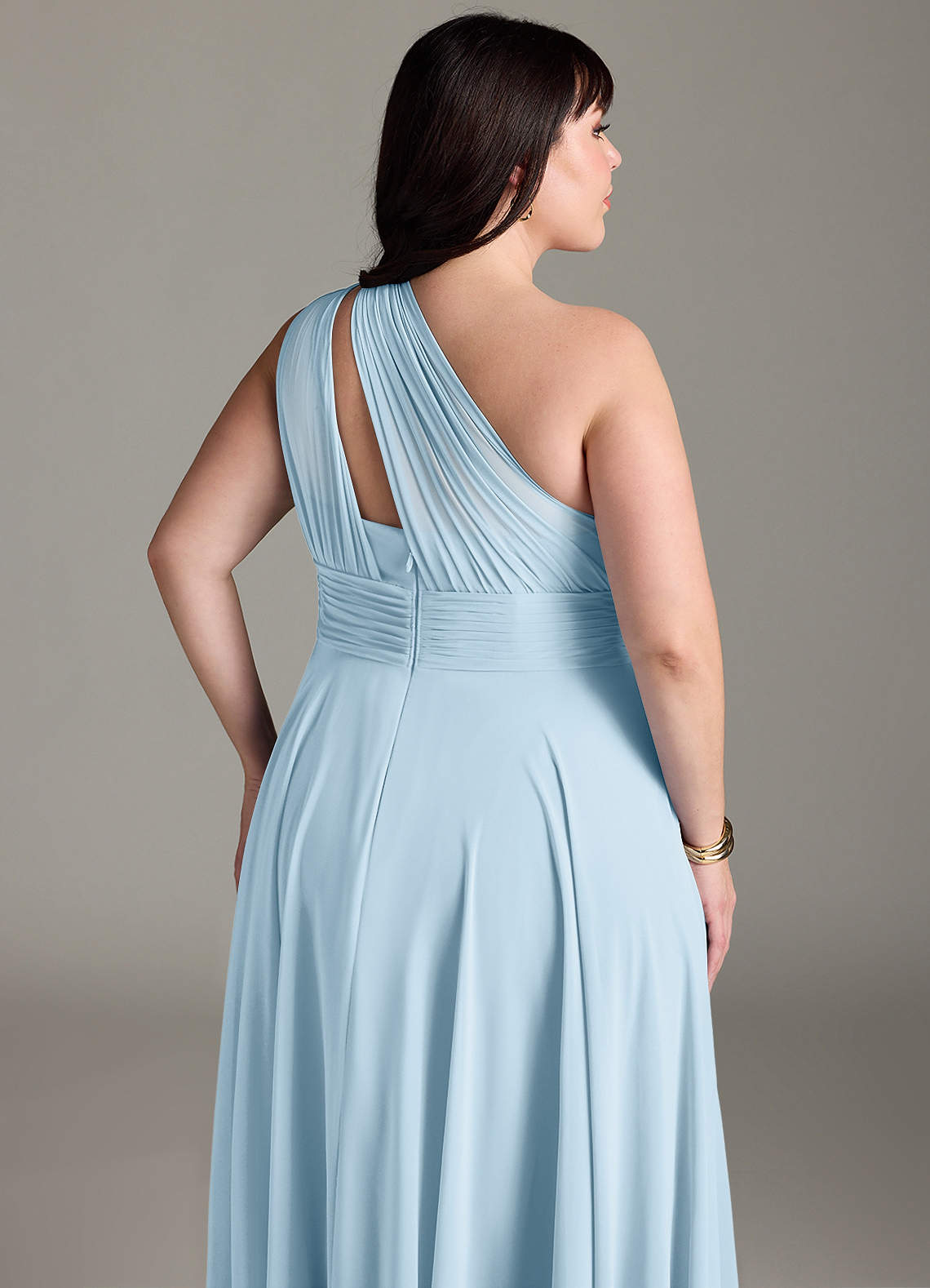 Azazie Charlize Abiti da Damigella Abito A-Line in Chiffon Monospalla Azzurro image12