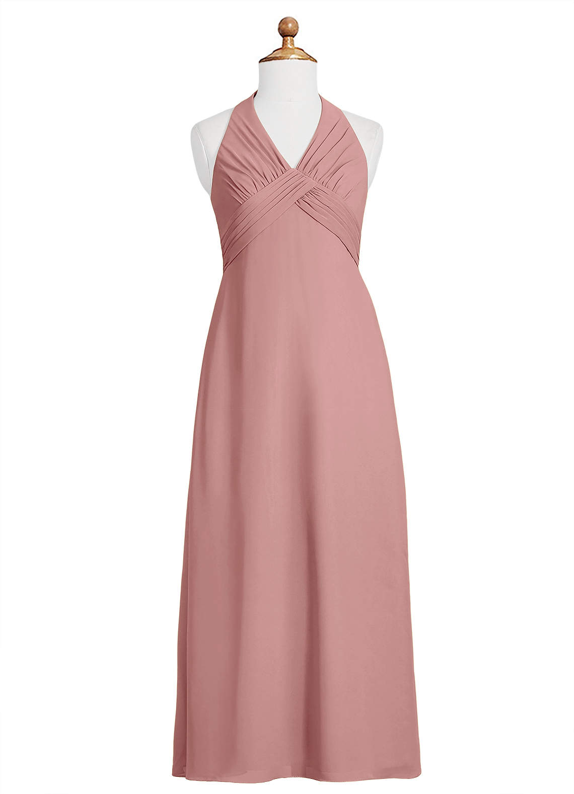 Azazie Tessie Junior A-Linie Plissee Chiffon Kleid Altrosa image5